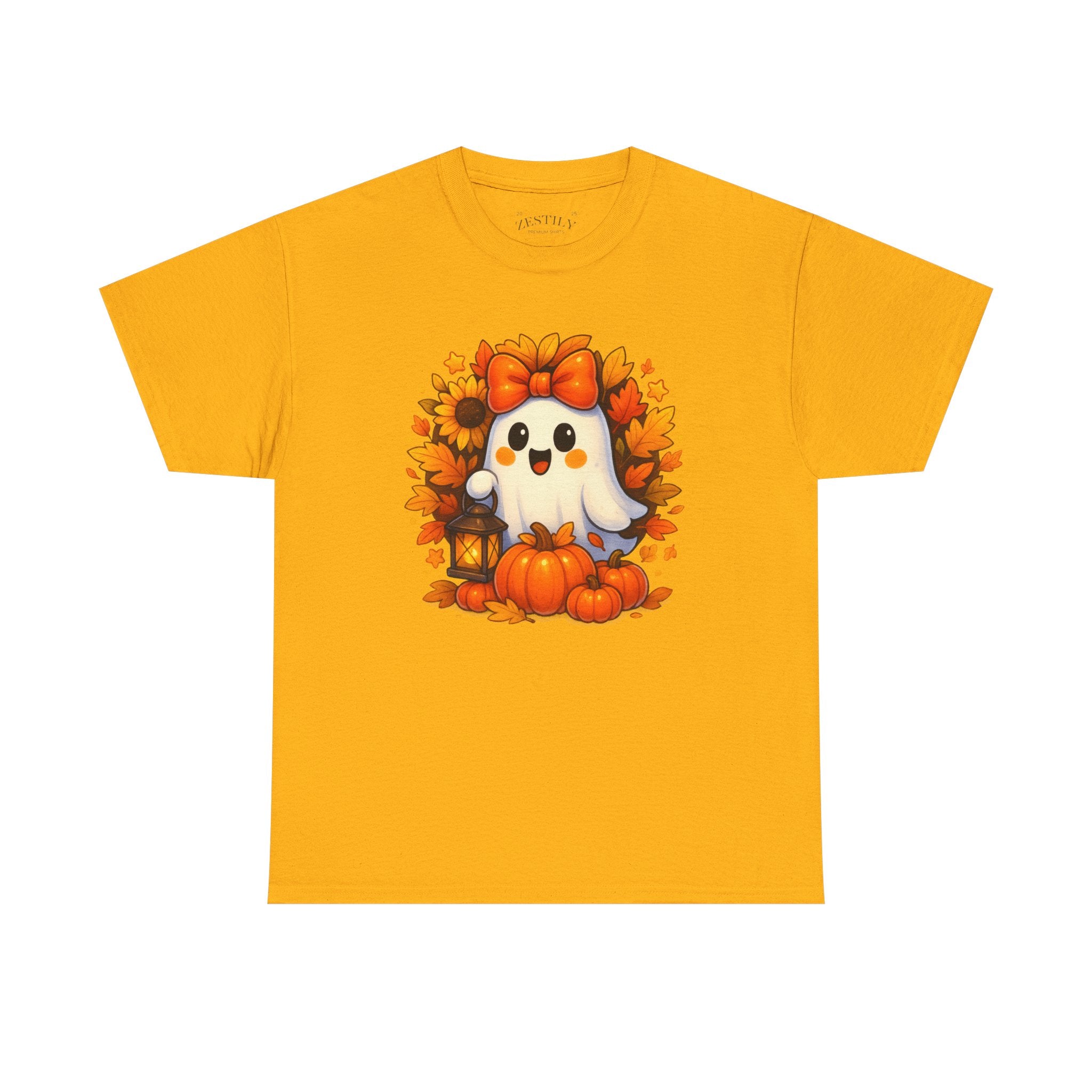 Halloween Ghost Cotton Tee, Fall Festival Shirt, Cute Pumpkin Graphic Tee, Tee for Halloween, Autumn Apparel
