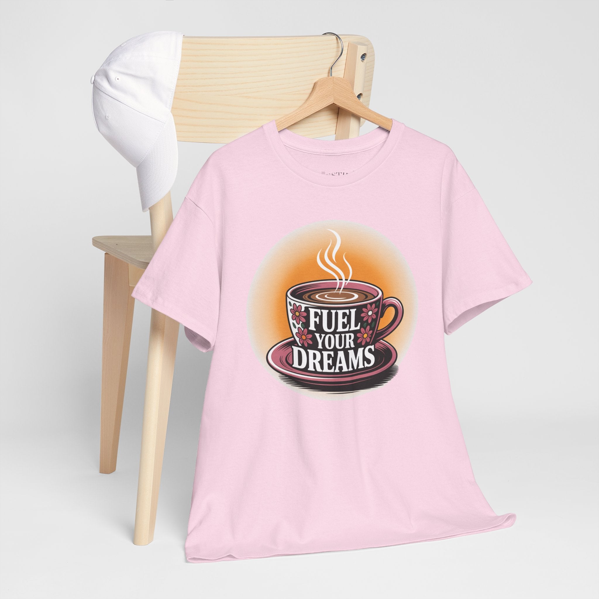 Fuel Your Dreams Heavy Cotton Tee, Motivational T-Shirt, Coffee Lover Gift, Casual Outfit, Inspirational Apparel
