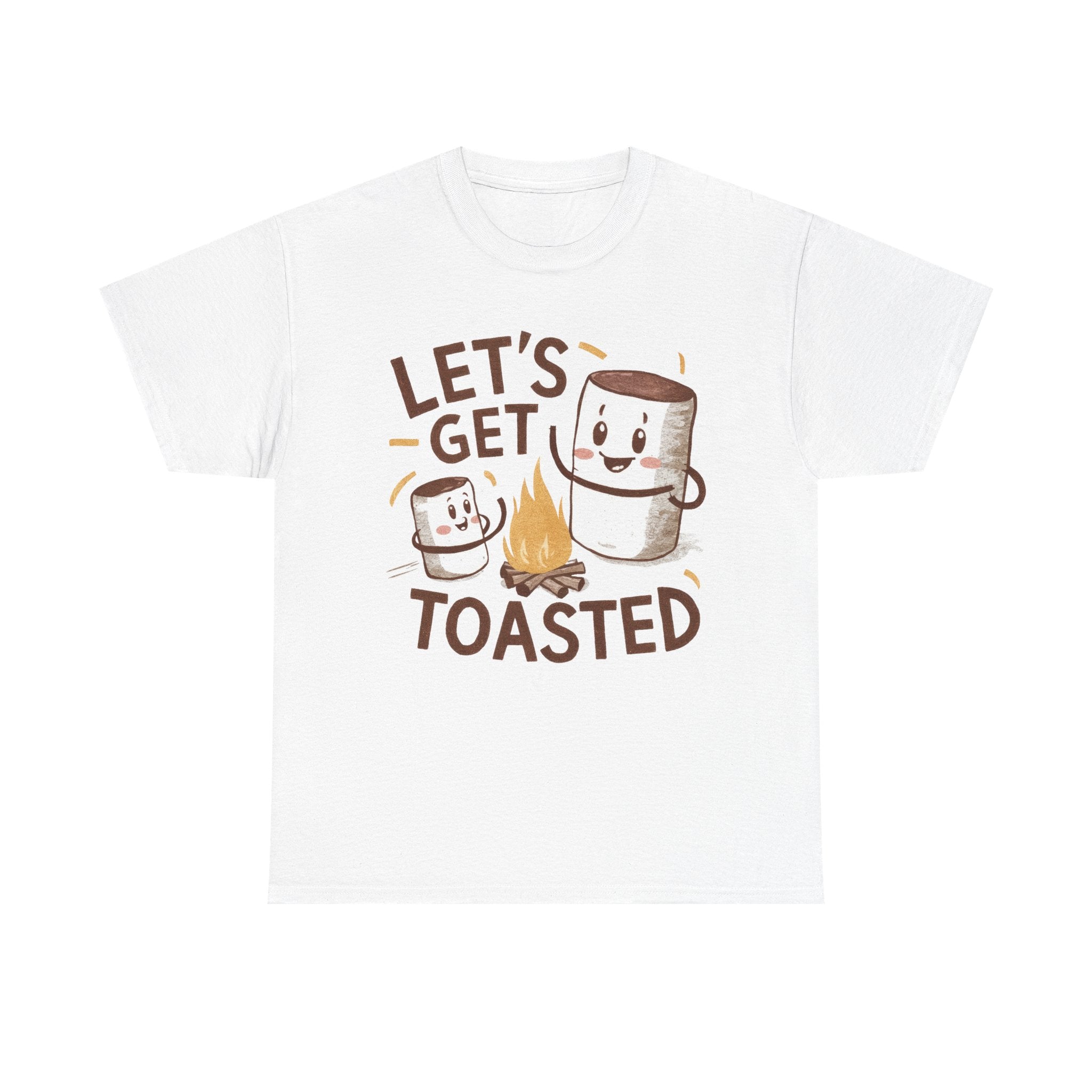 Funny Campfire T-Shirt "Let's Get Toasted" Heavy Cotton Tee for Outdoor Lovers