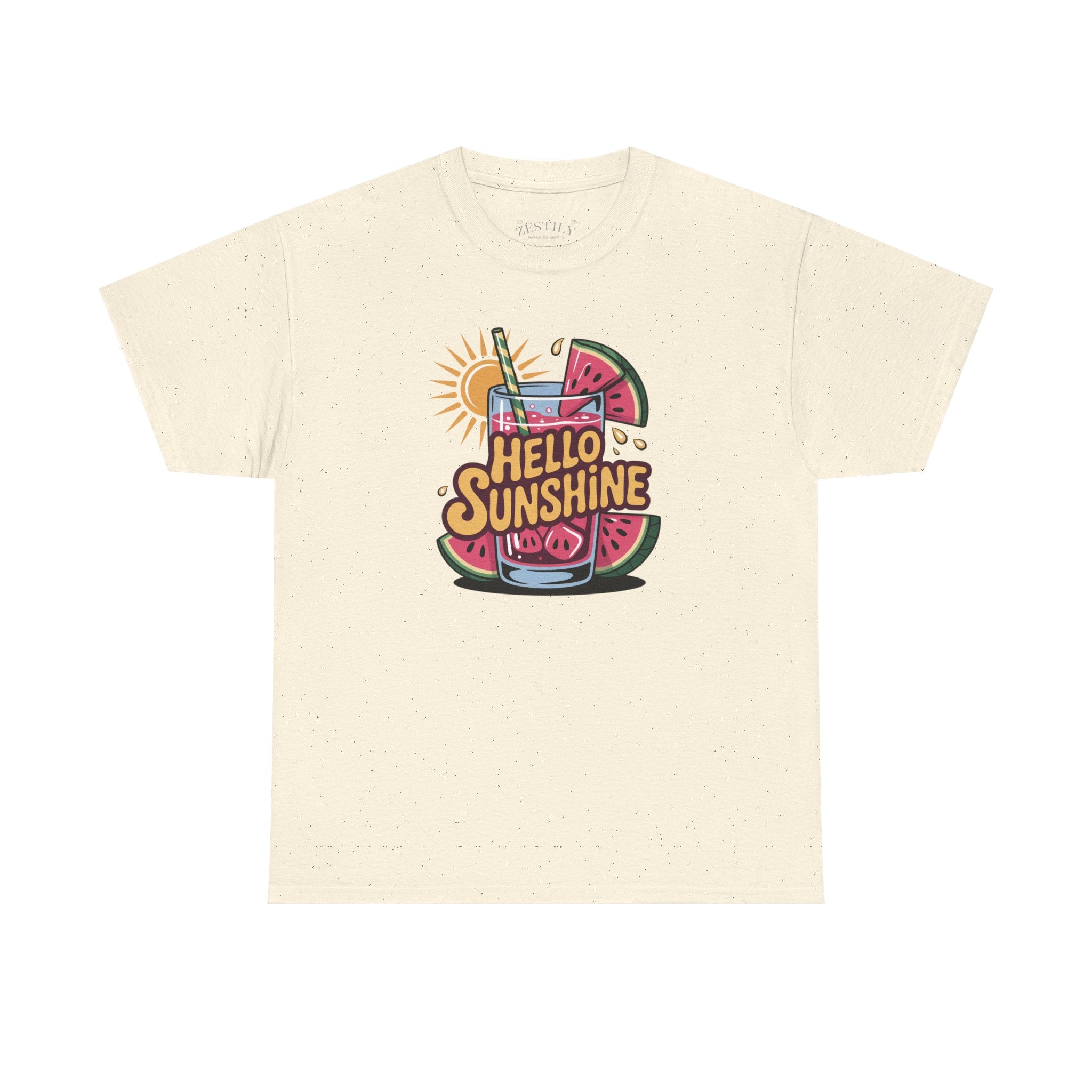 Hello Sunshine Heavy Cotton Tee, Summer Vibes Shirt, Perfect for Beach Days, Casual Wear, Gift for Friends, Fun Graphic Tee