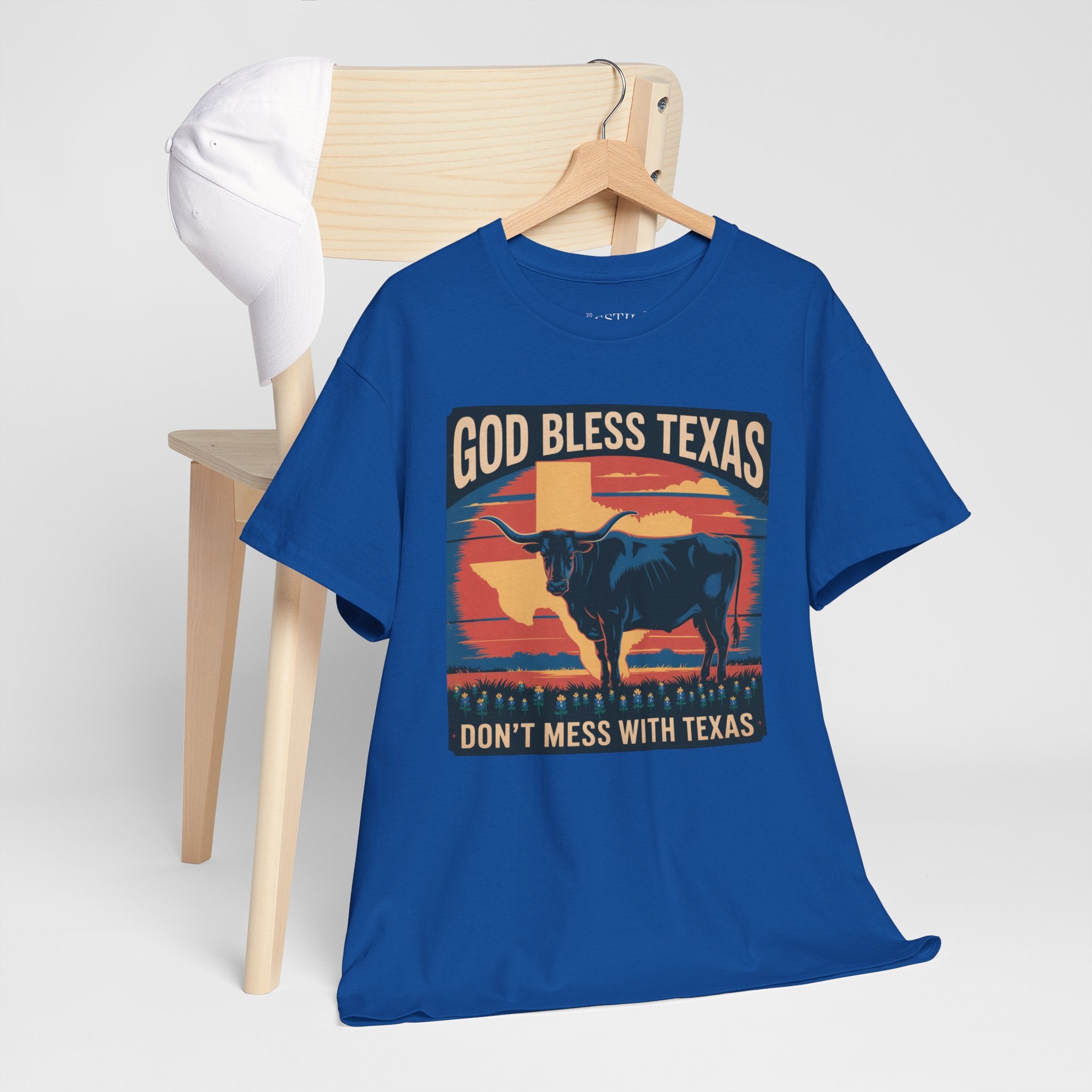 Texas Pride Tee - God Bless Texas, Heavy Cotton T-Shirt, Southern Style, Cowboy Fashion, Gift for Texans, Western Apparel