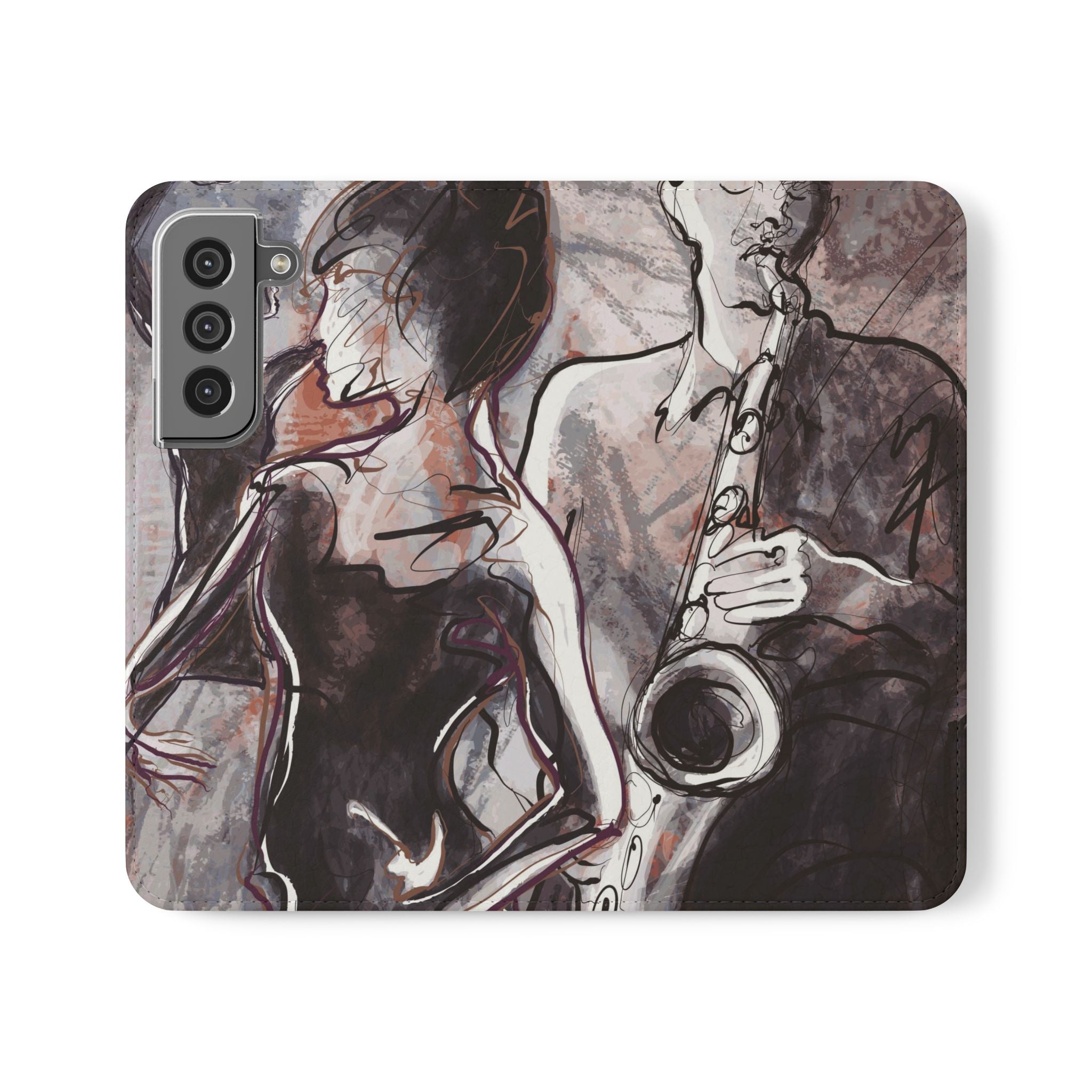 Elegant Jazz Art Flip Case, Stylish Phone Cover, Music Lover Gift, Unique Accessory, Phone Wallet, Modern Design For Samsung & iPhone