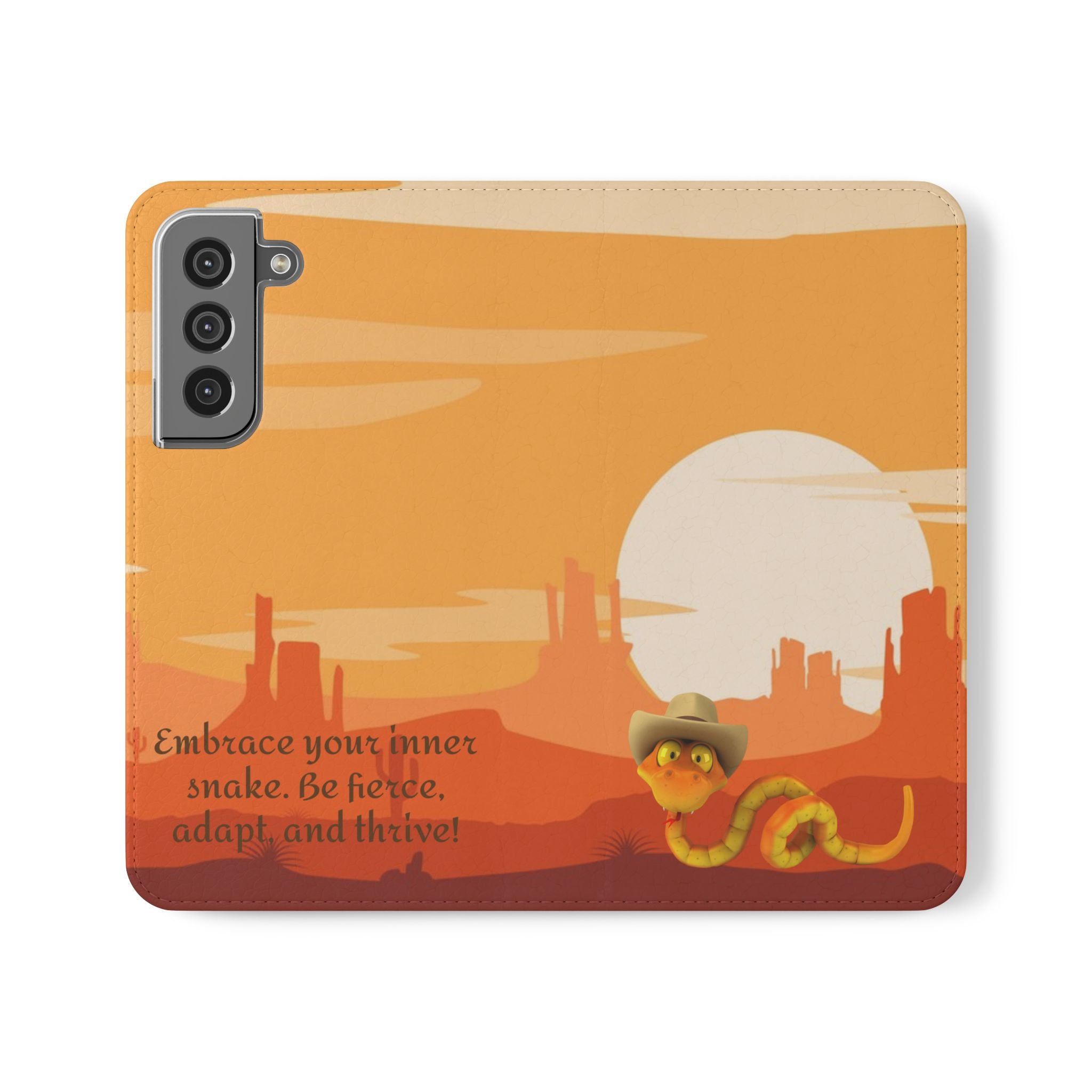 Embrace Your Inner Snake Flip Case, iPhone Samsung Wallet Case, Faux Leather Phone Cover, Unique Gift for Snake Lovers, Fun Phone Accessory