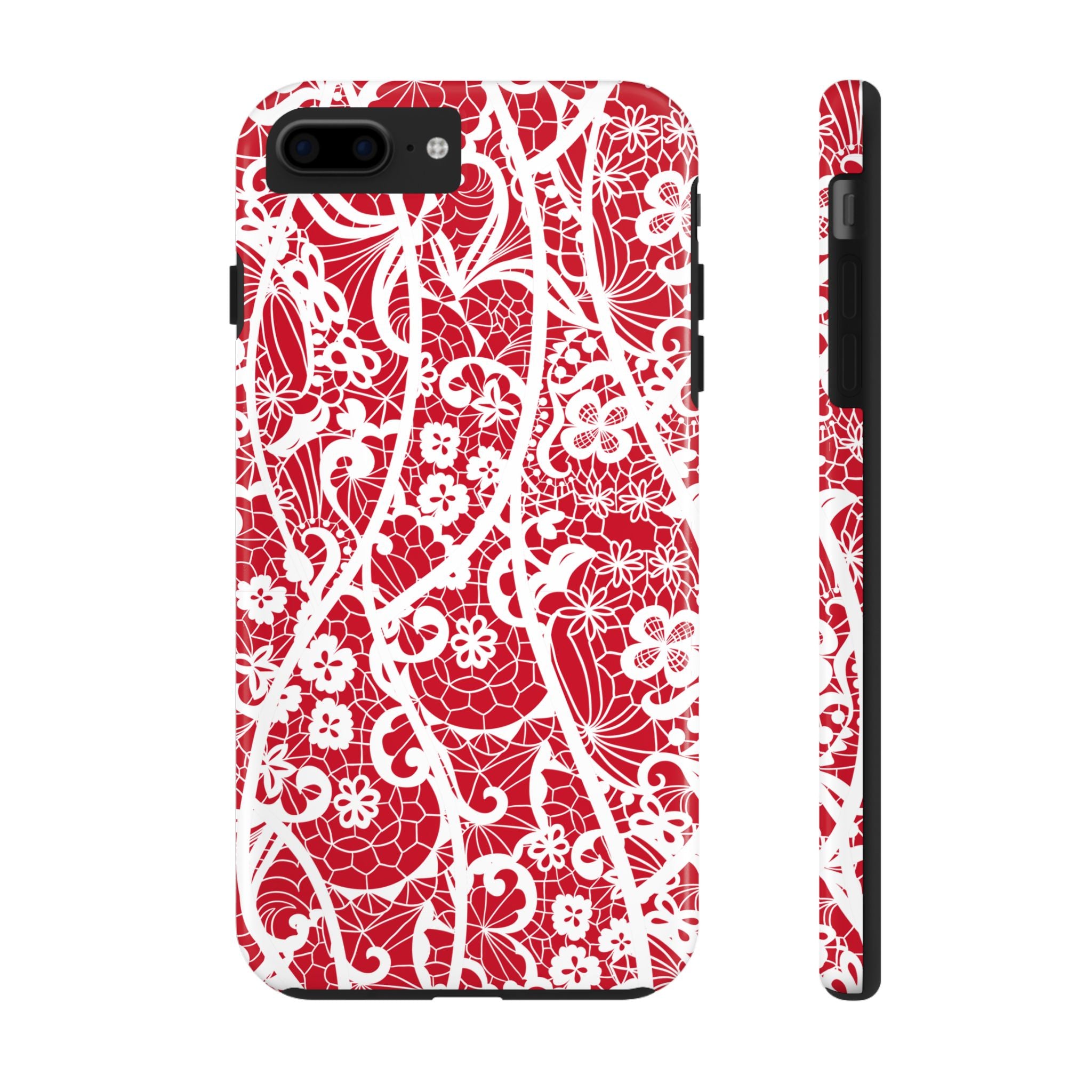 Elegant Floral Lace Look Tough iPhone Samsung Case, Protective Cover, Gift for Women, Stylish Accessory, Floral Print Phone Case, Trendy Tech Gear