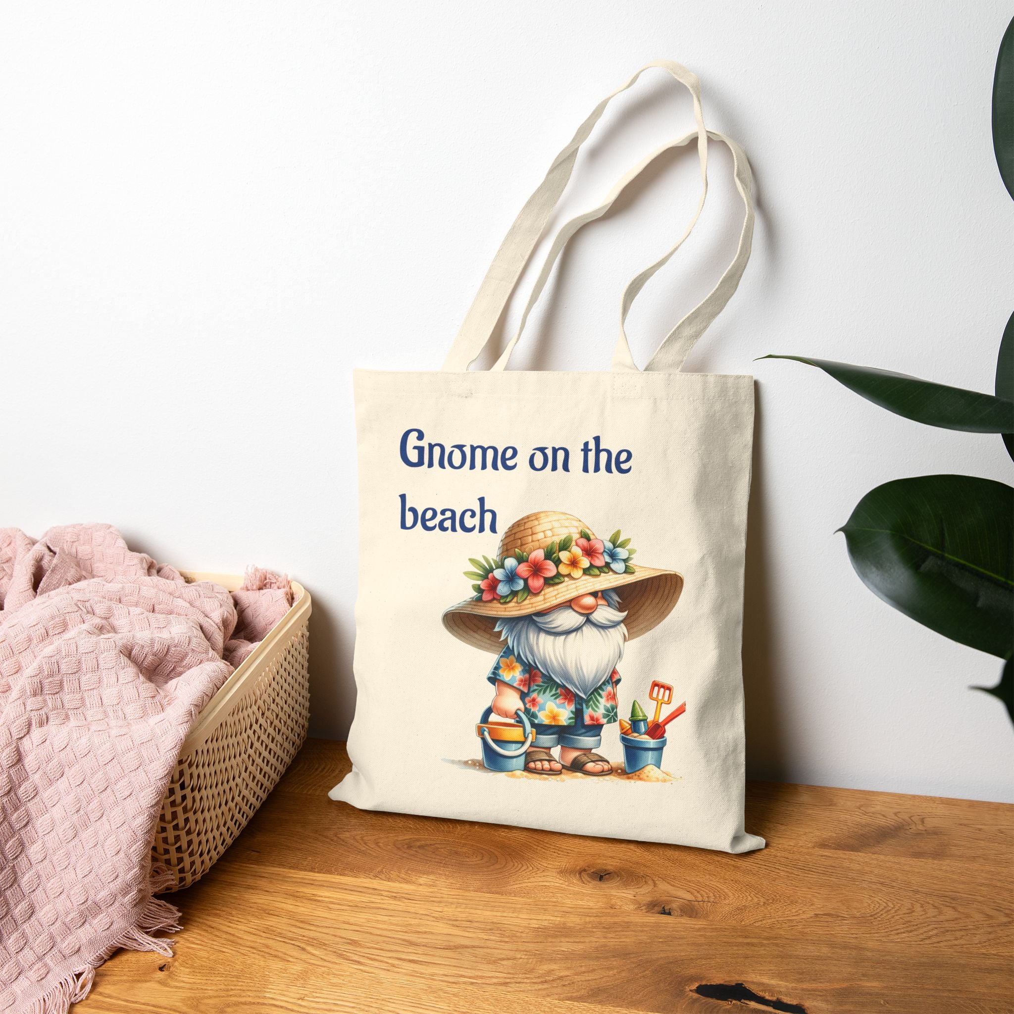Gnome Beach Tote Bag, Summer Beach Accessories, Cute Beach Bag, Gardening Gift, Vacation Tote, Eco-Friendly Shopping Bag