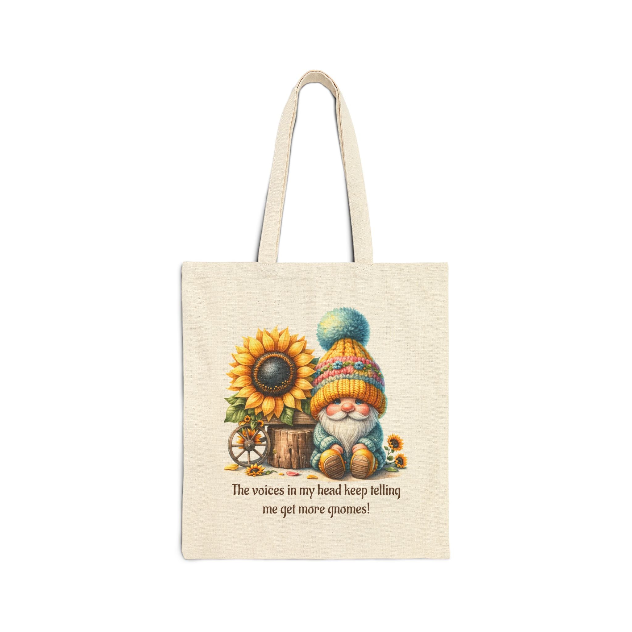Sunflower Gnome Tote Bag - Eco-Friendly Cotton Bag, Perfect for Gardening and Gifts, Sunflower Design, Cute Gnome Print Tote