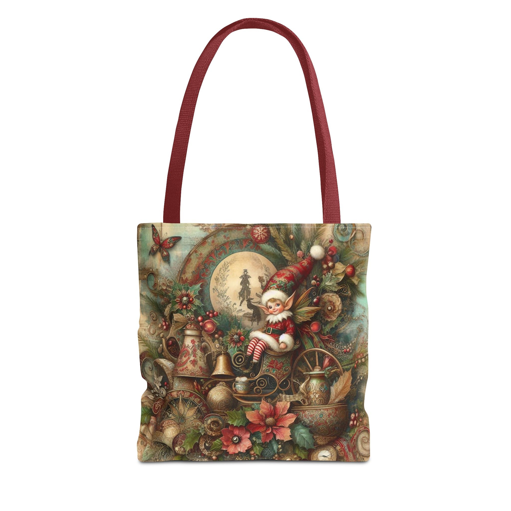 Christmas Elf & Sleigh Tote Bag