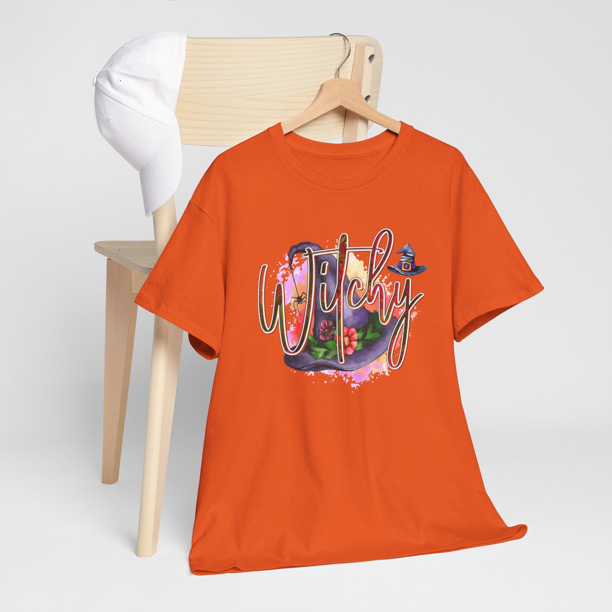 Witchy Graphic Tee, Heavy Cotton Tee for Halloween, Casual Style, Gift for Witches, Spooky T-Shirt, Everyday Wear, Witchy Vibes
