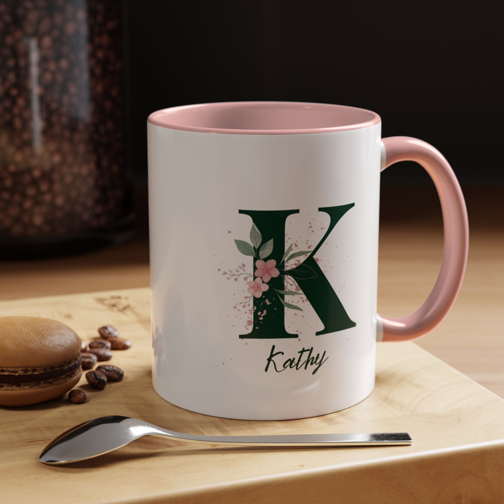 Personalized Floral Initial Coffee Mug | Gift for Her, Custom Name Mug, Home & Kitchen Decor, Unique Birthday Present, Floral Coffee Cup