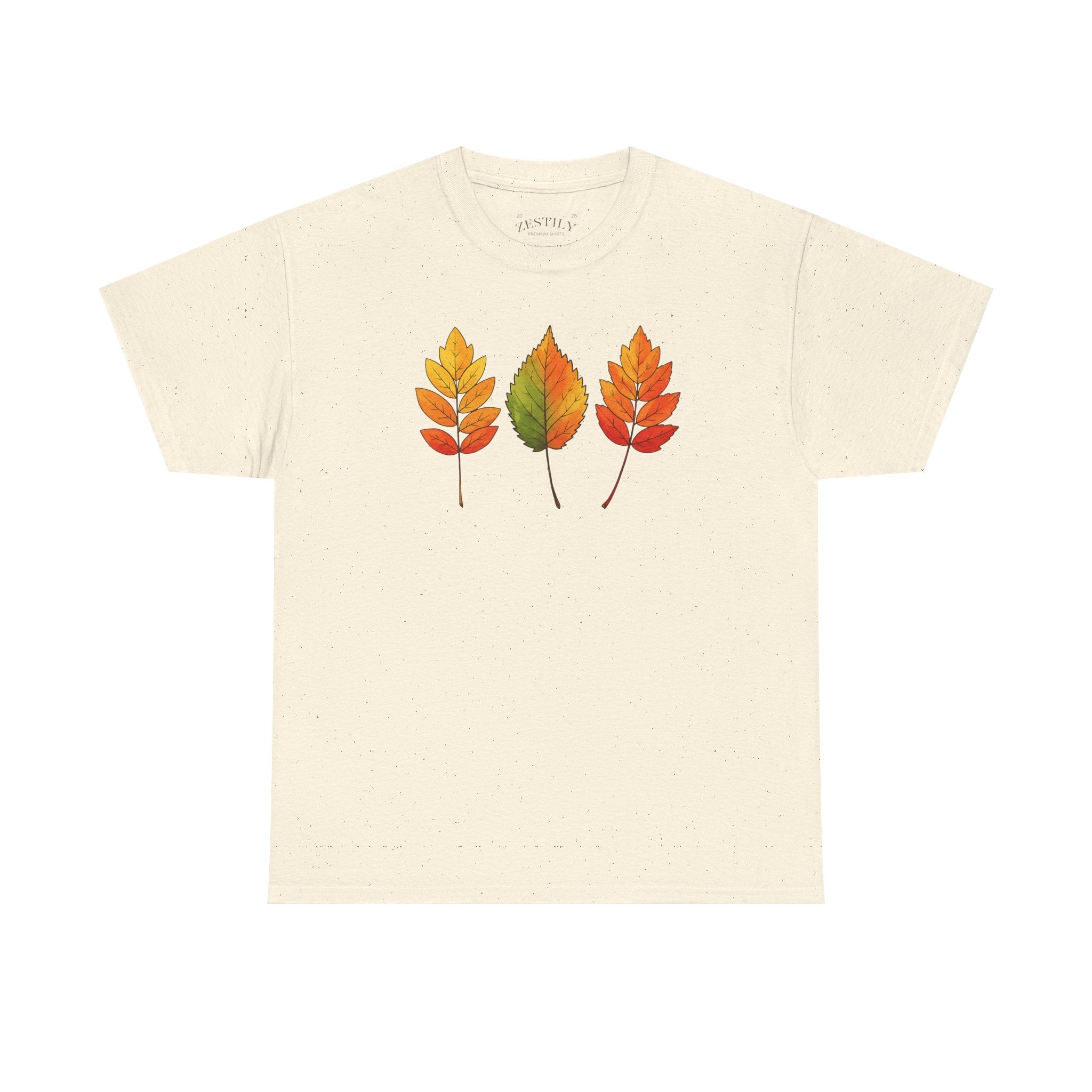 Autumn Leaves Heavy Cotton Tee, Fall T-Shirt, Nature Lover Gift, Seasonal Wear, Comfortable Everyday Tee
