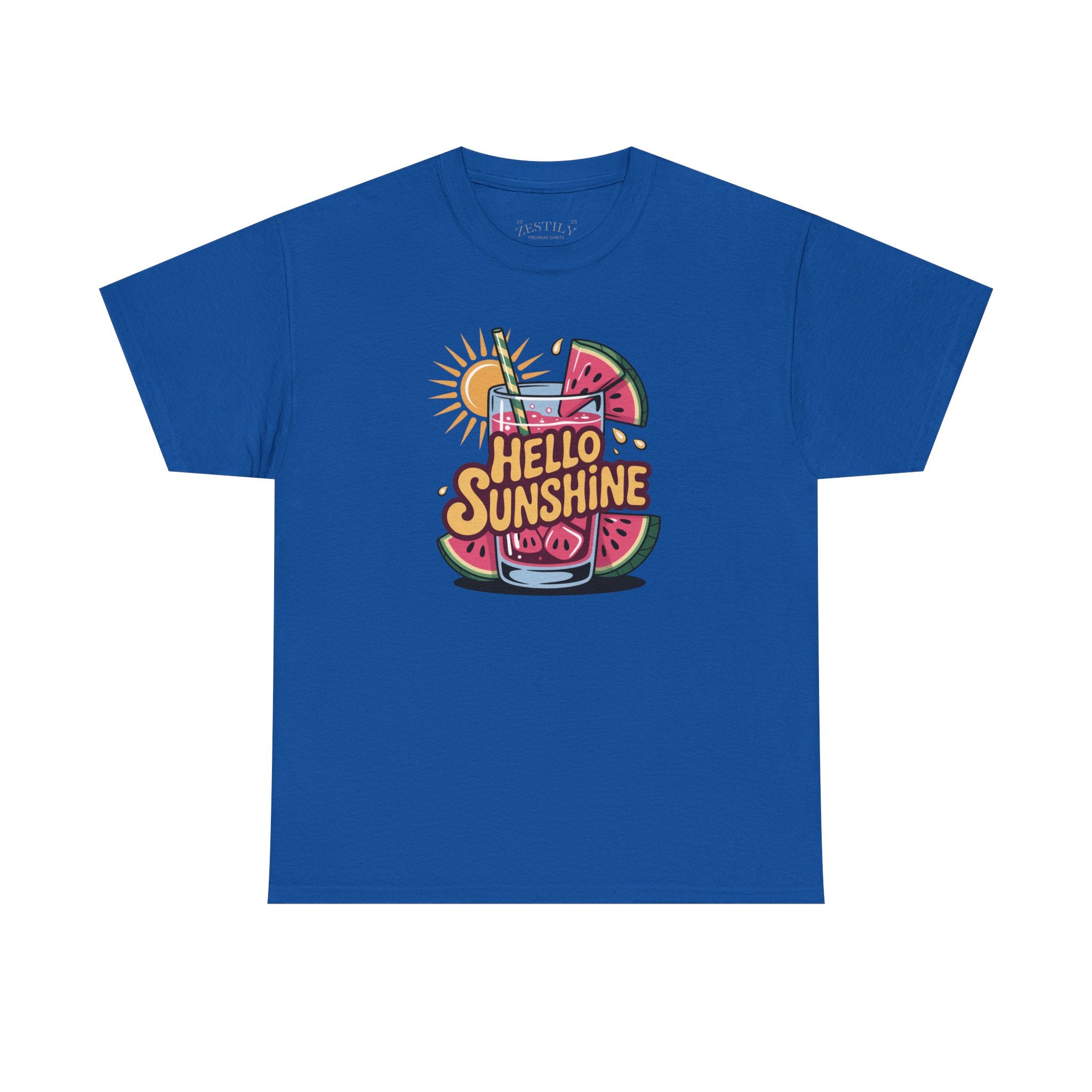 Hello Sunshine Heavy Cotton Tee, Summer Vibes Shirt, Perfect for Beach Days, Casual Wear, Gift for Friends, Fun Graphic Tee