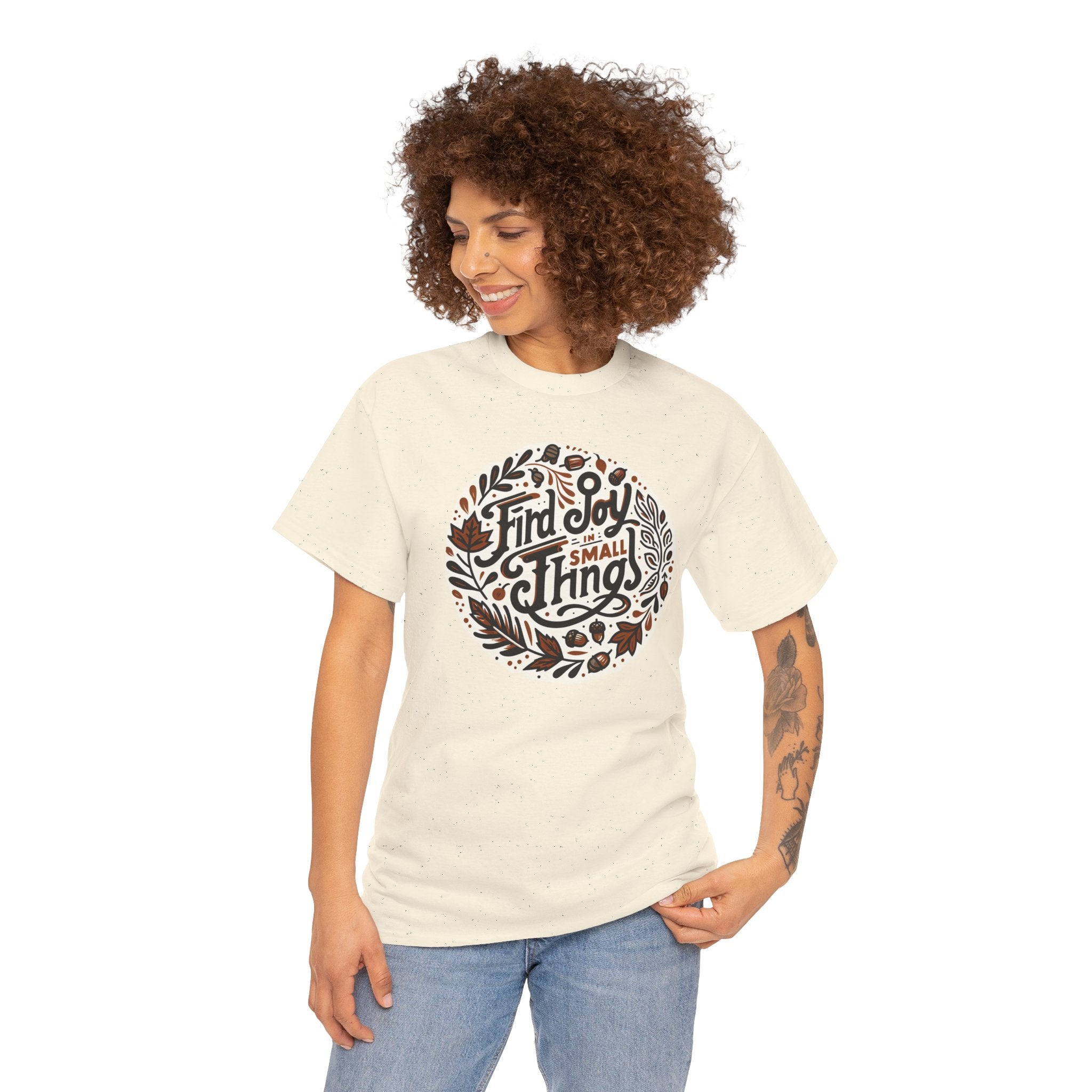 Joyful Cotton Tee – Find Joy in Small Things, Casual Wear, Gift for Friends, Positive Vibe Tee, Inspirational T-shirt