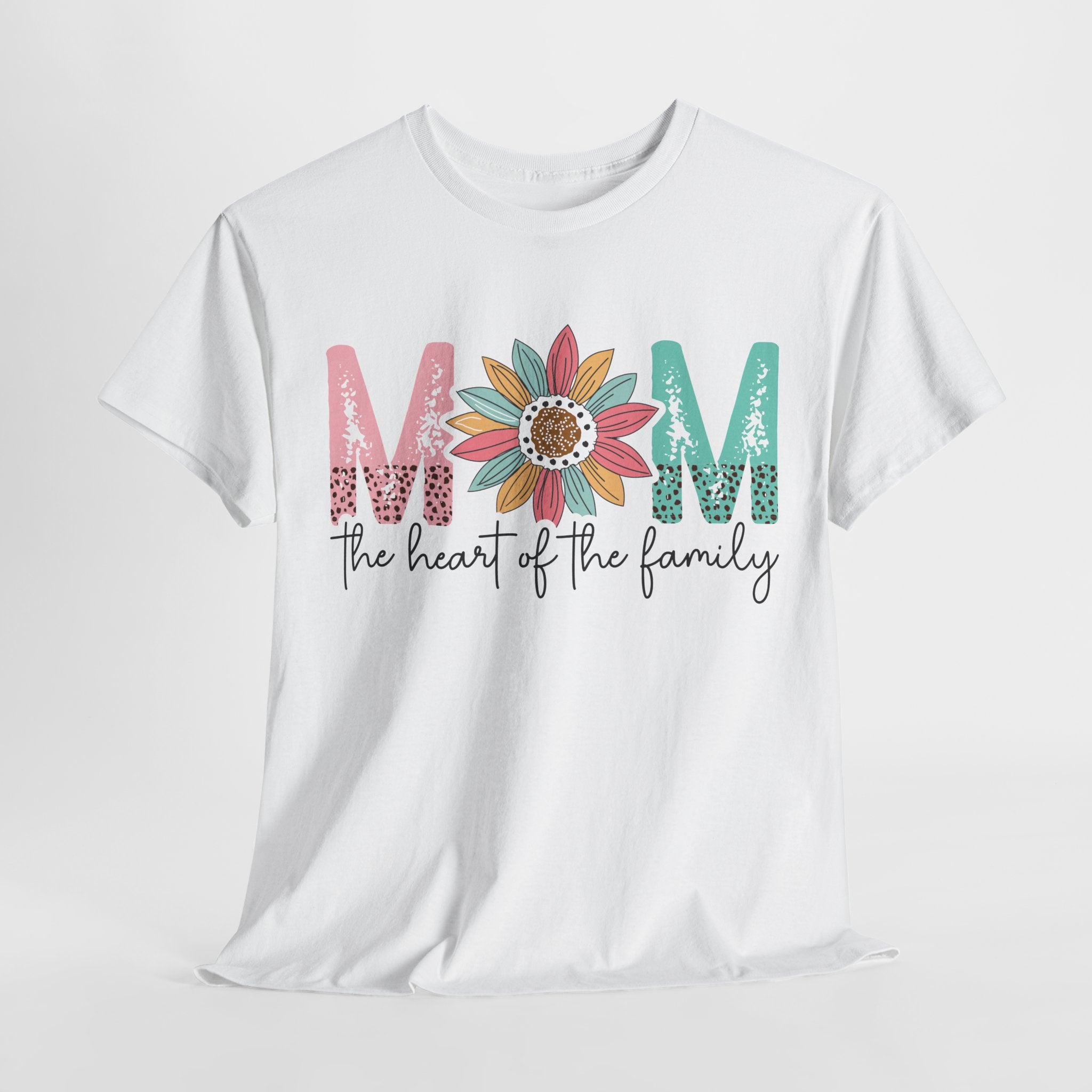 Mom Heart of the Family Heavy Cotton Tee Mother's Day T-Shirt