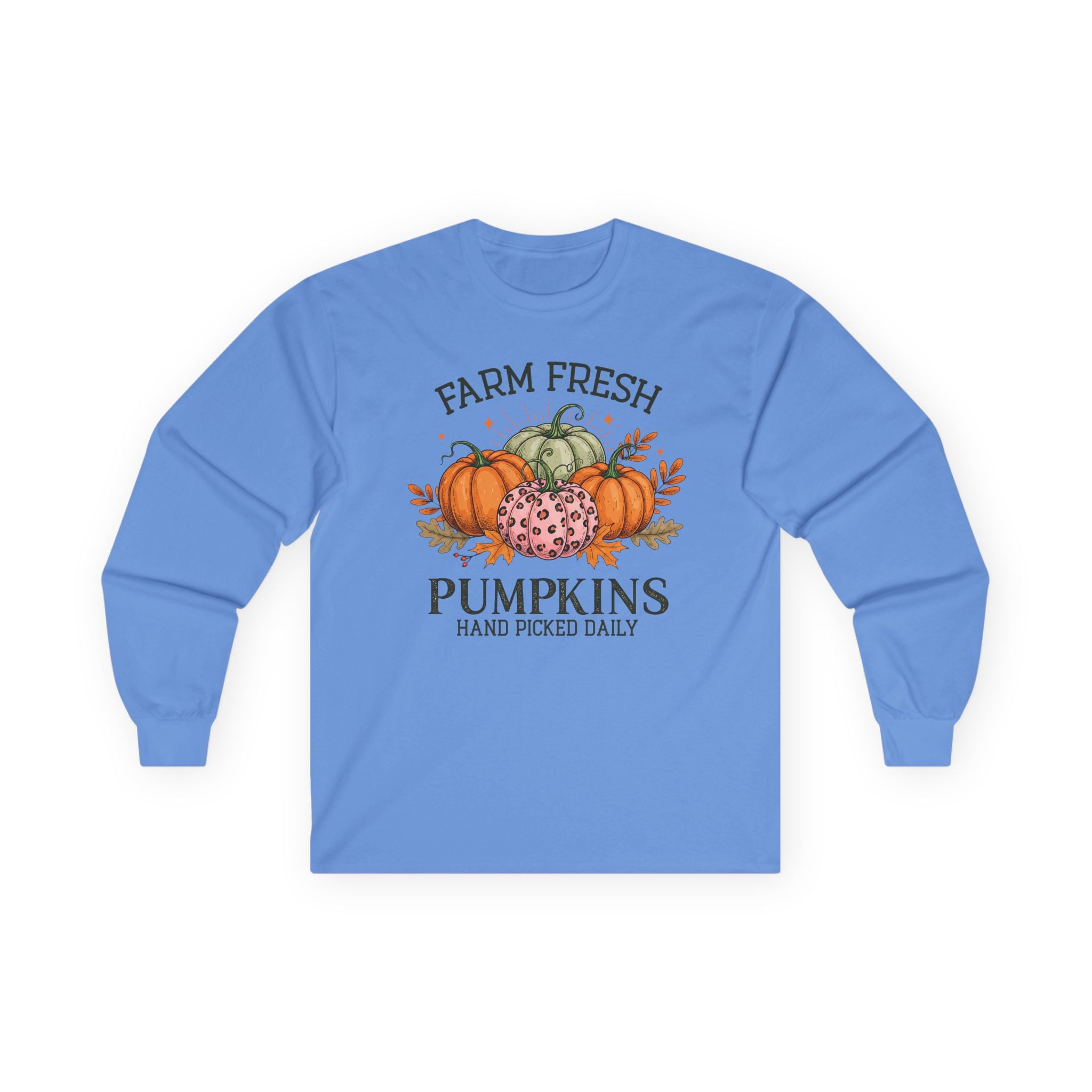 Farm Fresh Pumpkins Long Sleeve Tee | Fall Outfit, Thanksgiving Apparel, Cozy Gift, Autumn Style, Pumpkin Lover Tee