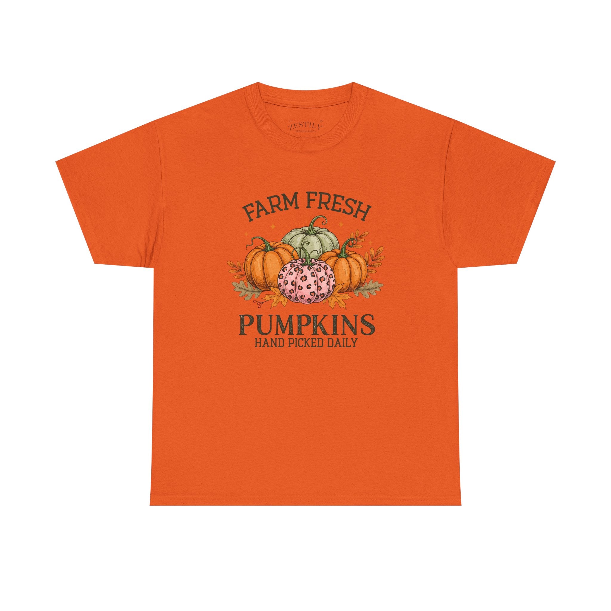 Farm Fresh Pumpkins Heavy Cotton Tee, Autumn T-Shirt, Fall Festival Shirt, Thanksgiving Apparel, Pumpkin Lover Gift