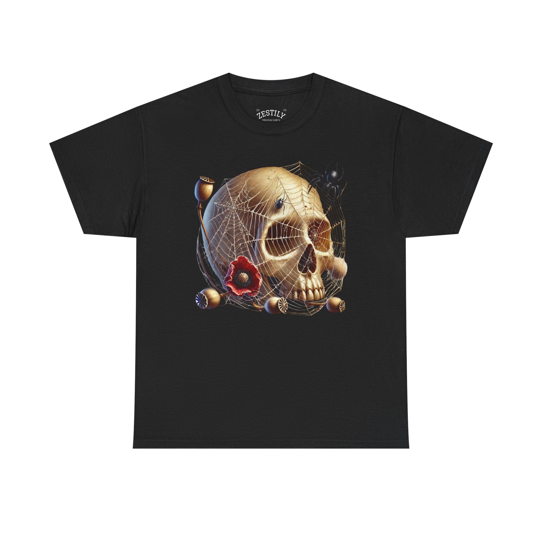 Gothic Skull Tee - Heavy Cotton T-Shirt, Edgy Graphic Shirt for Halloween, Alternative Fashion, Casual Wear, Unique Gift