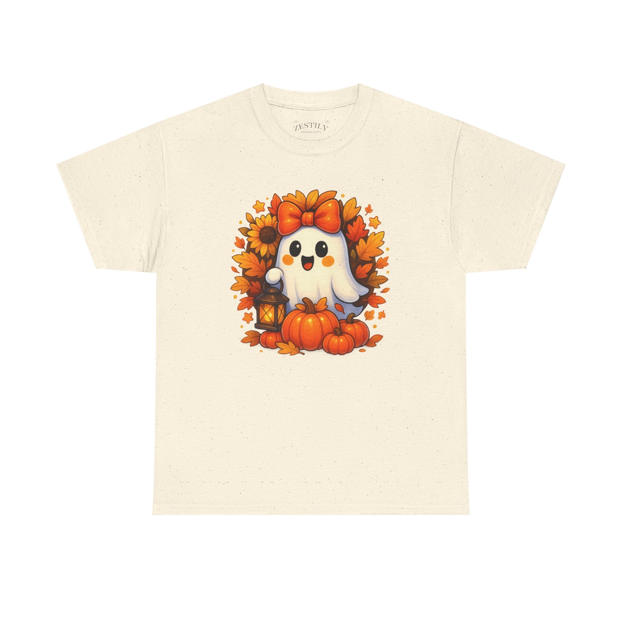 Halloween Ghost Cotton Tee, Fall Festival Shirt, Cute Pumpkin Graphic Tee, Tee for Halloween, Autumn Apparel