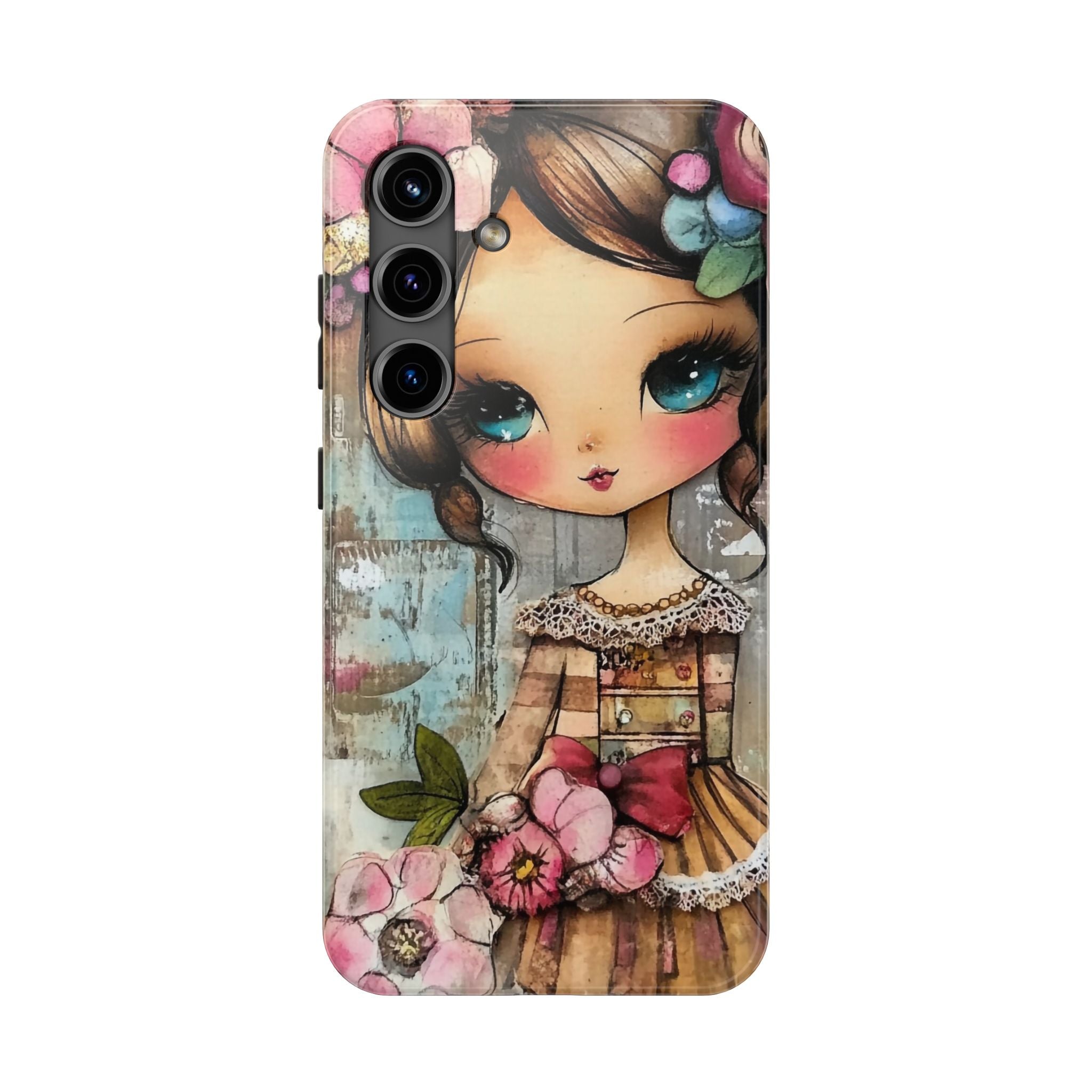 Boho Girl With Flowers Mobile Phone Case