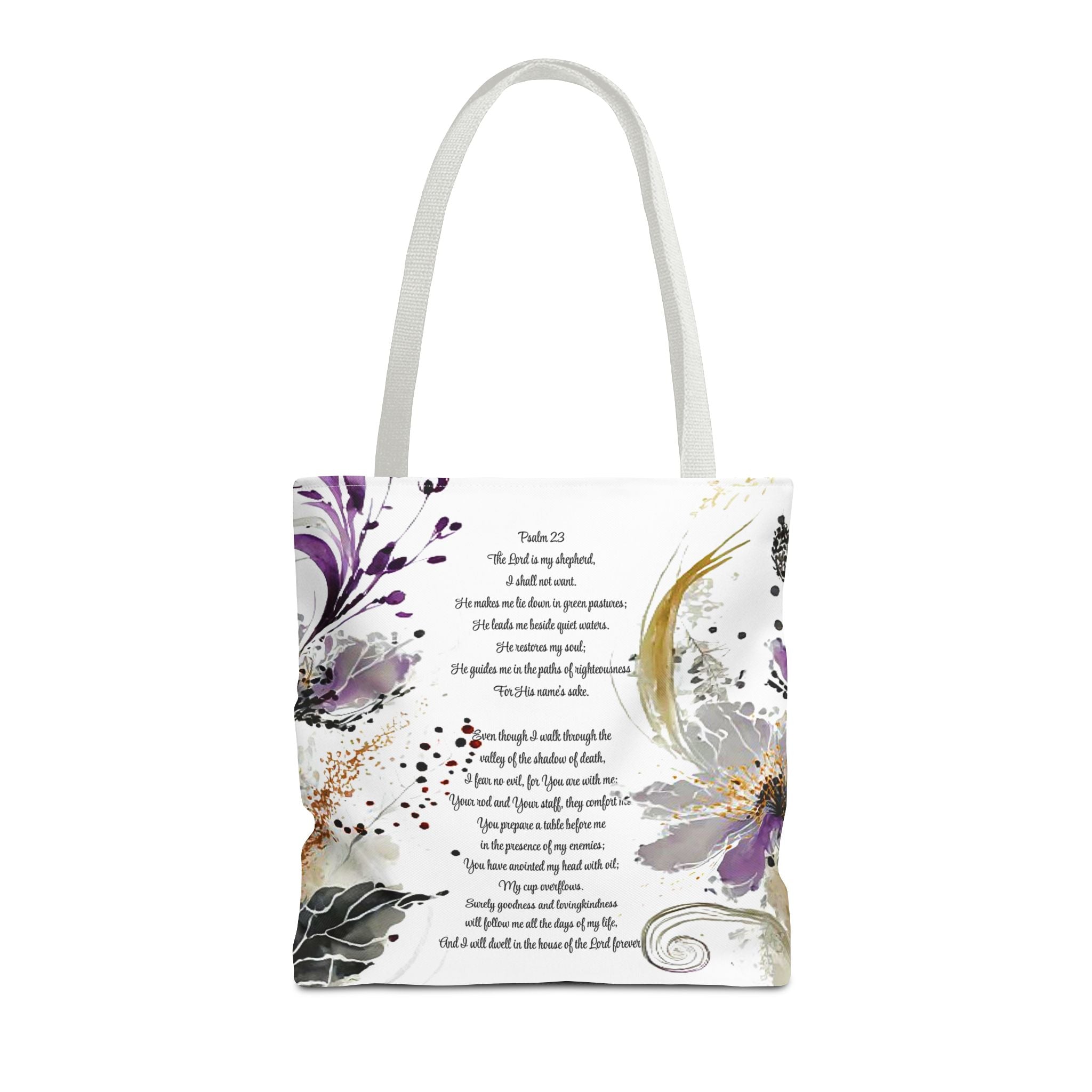 Psalm 23 Floral Tote Bag