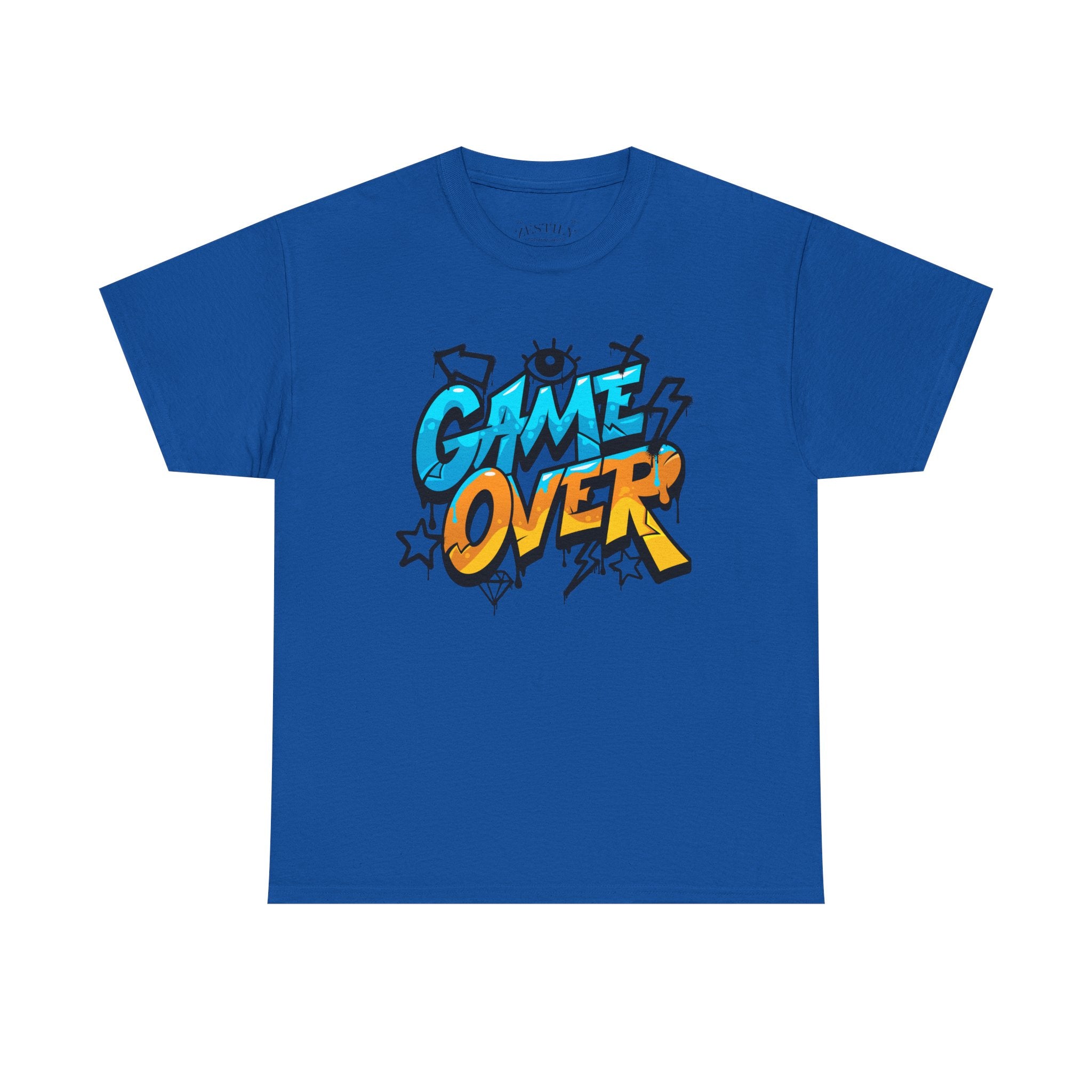 Game Over Heavy Cotton Tee, Fun Graphic T-Shirt for Gamers, Casual Wear, Birthday Gift, Video Game Merchandise