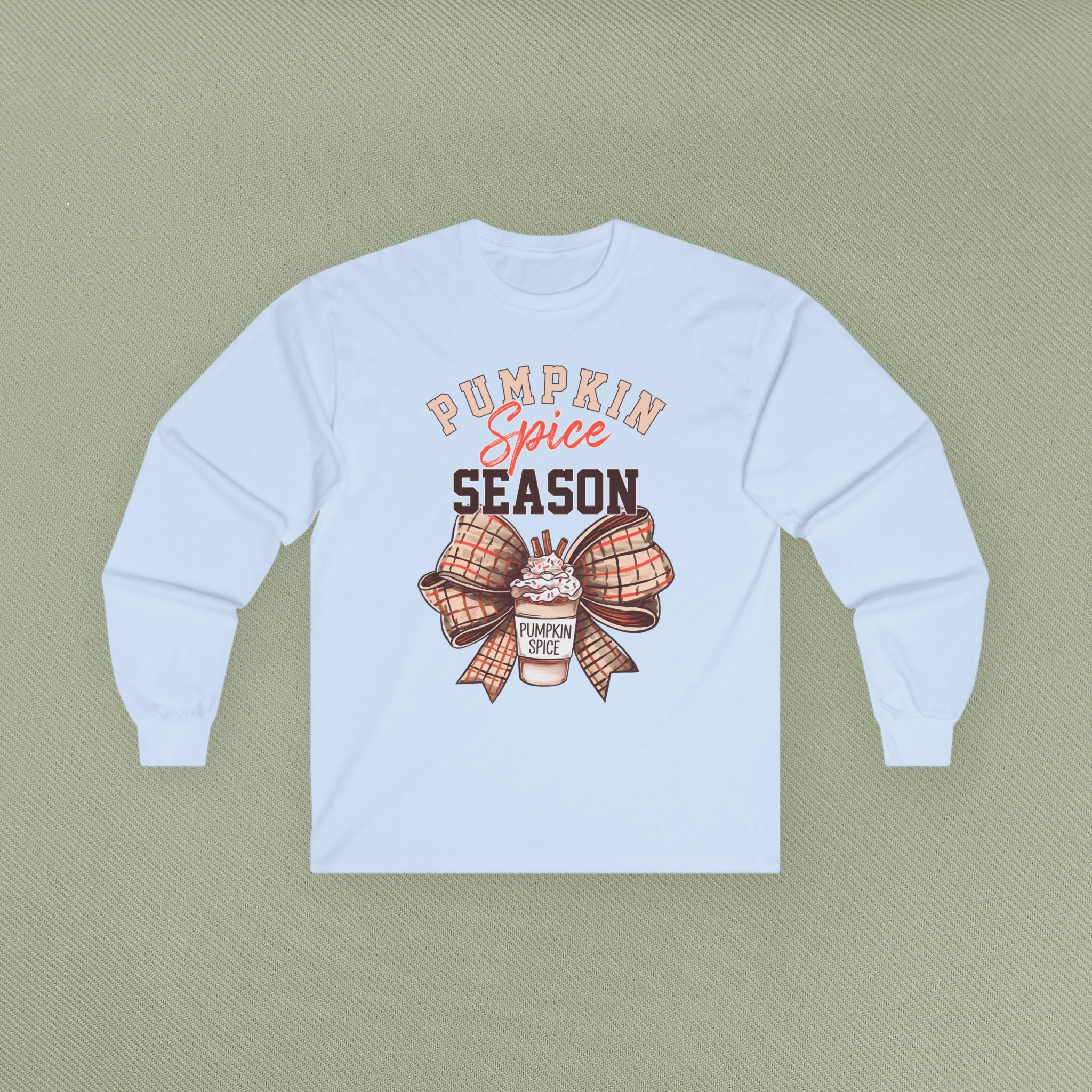 Pumpkin Spice Long Sleeve Tee - Fall Fashion, Cozy Casual Wear, Autumn Inspired Apparel, Perfect for Thanksgiving, Gift for Coffee Lovers