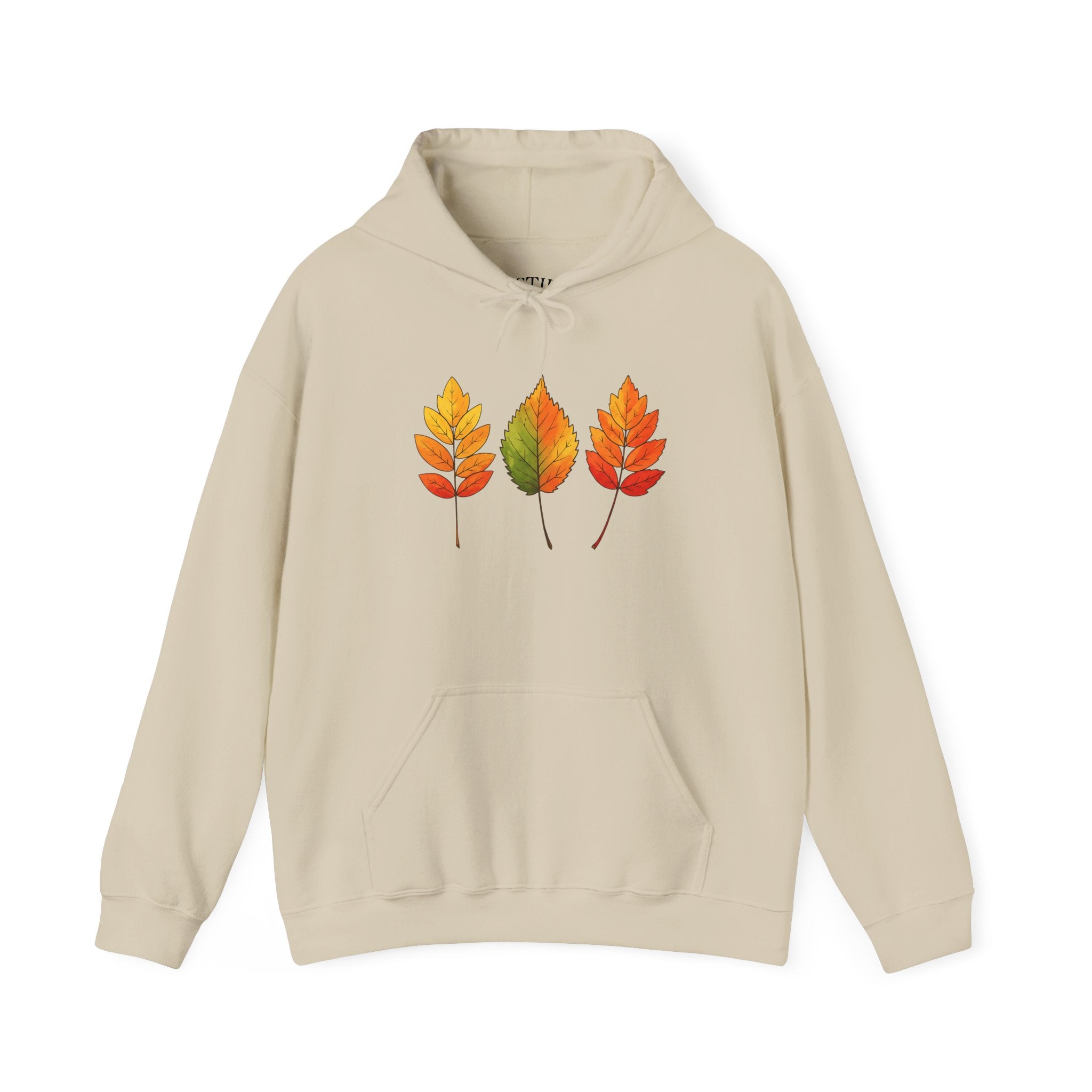 Autumn Leaves Hoodie, Cozy Fall Sweatshirt, Hooded Sweatshirt, Nature Inspired Apparel, Seasonal Wardrobe Essential