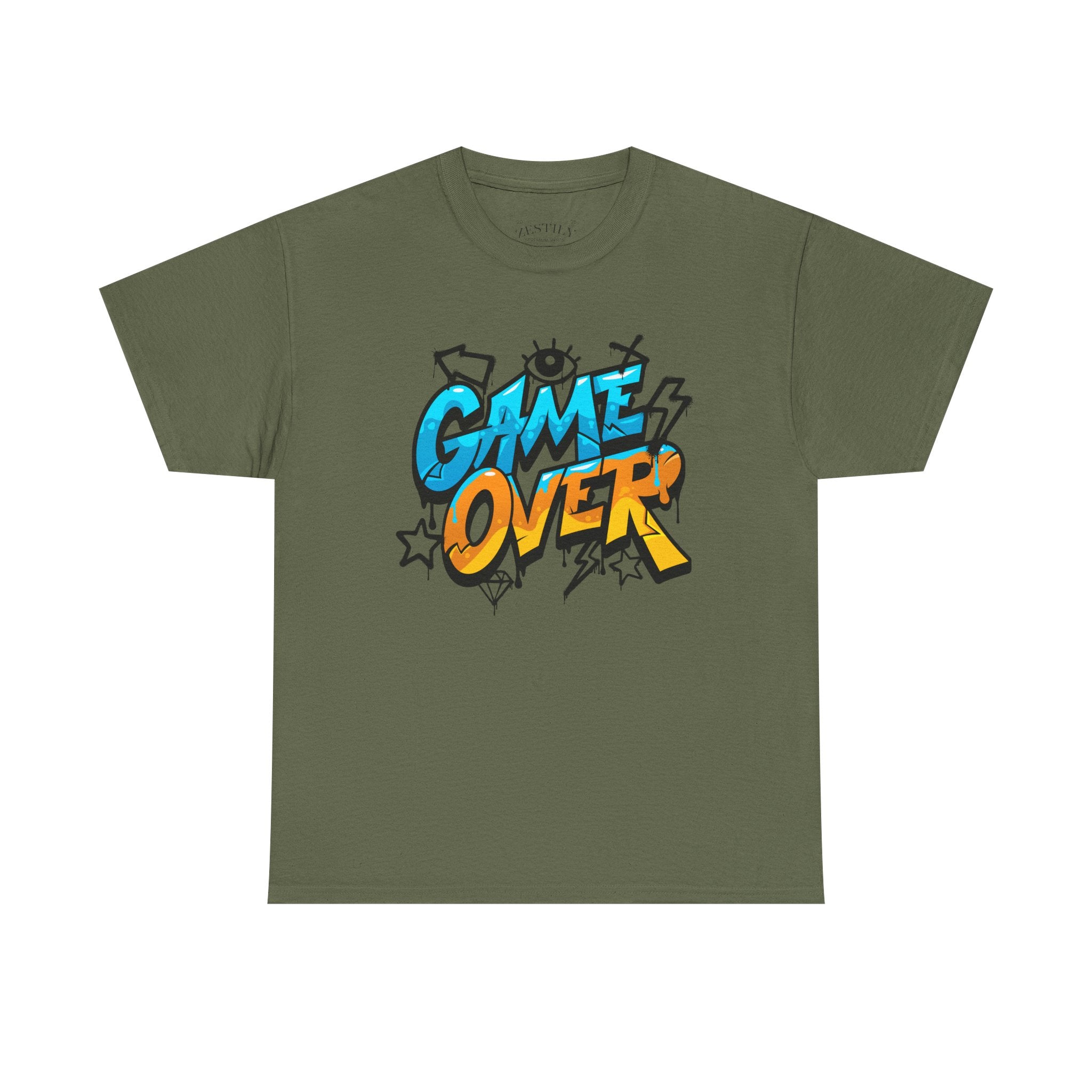 Game Over Heavy Cotton Tee, Fun Graphic T-Shirt for Gamers, Casual Wear, Birthday Gift, Video Game Merchandise