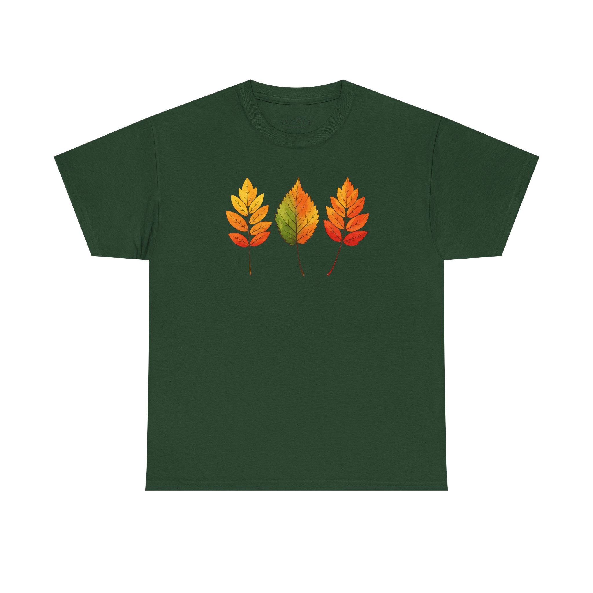 Autumn Leaves Heavy Cotton Tee, Fall T-Shirt, Nature Lover Gift, Seasonal Wear, Comfortable Everyday Tee