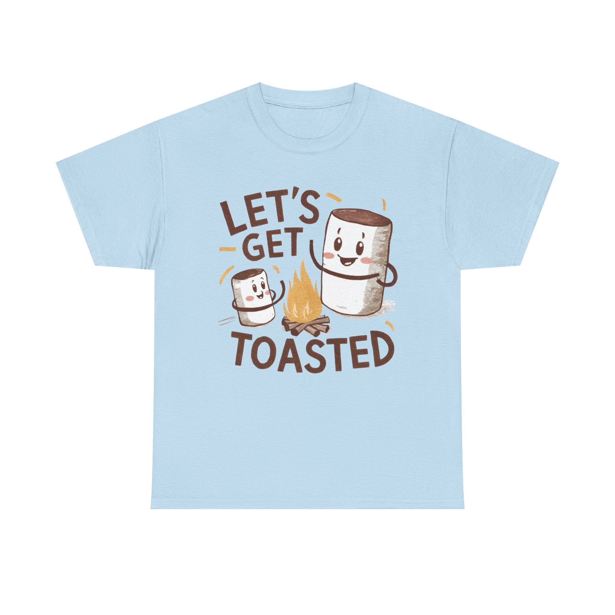 Funny Campfire T-Shirt "Let's Get Toasted" Heavy Cotton Tee for Outdoor Lovers
