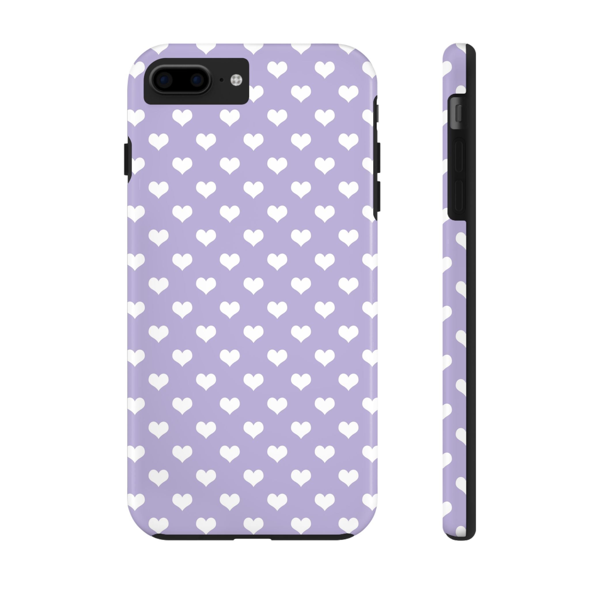 Pastel Lavender & White Hearts Tough Mobile Phone Case
