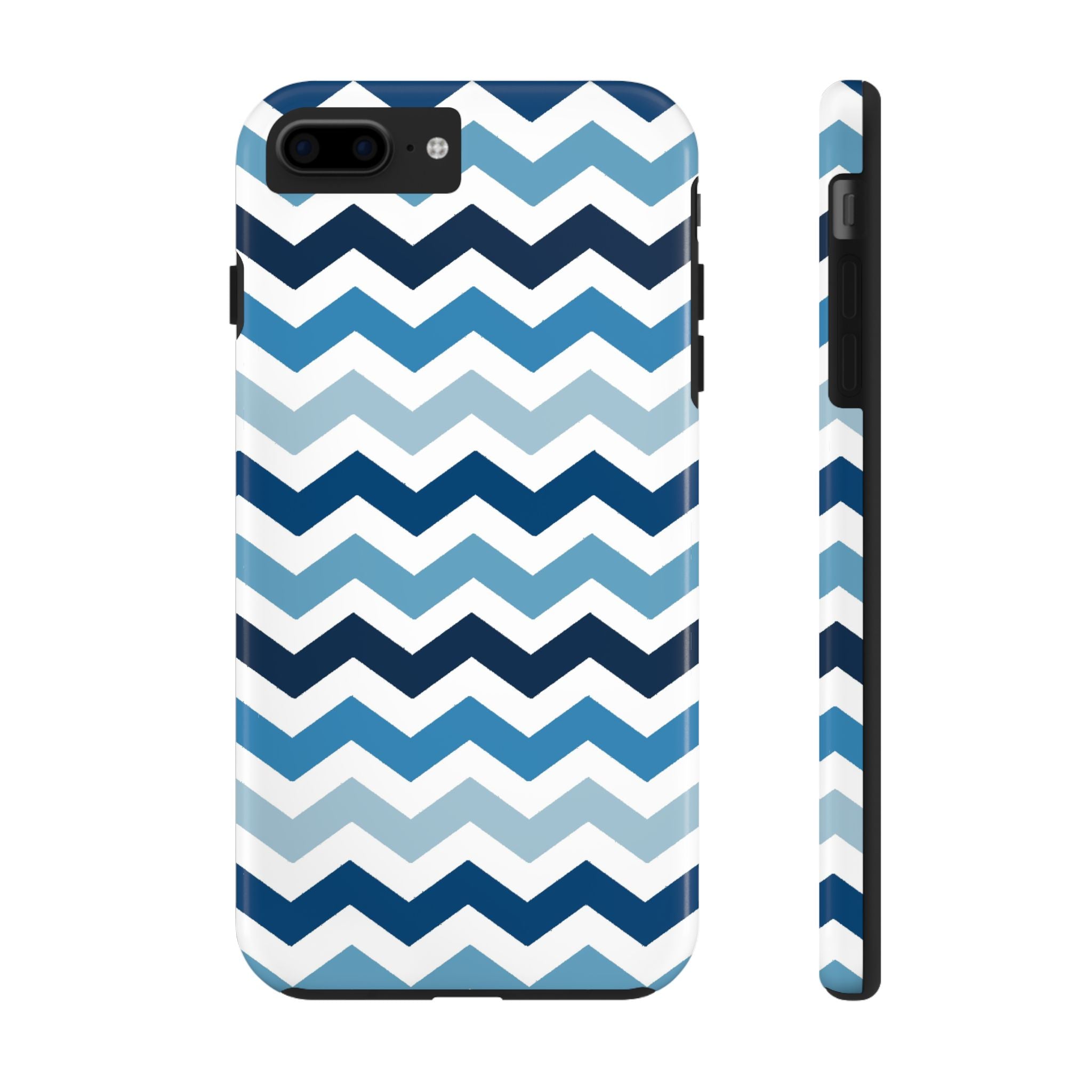 Stylish Chevron Tough Impact Resistant Phone Case Blue Zigzag Design iPhone Samsung Cover