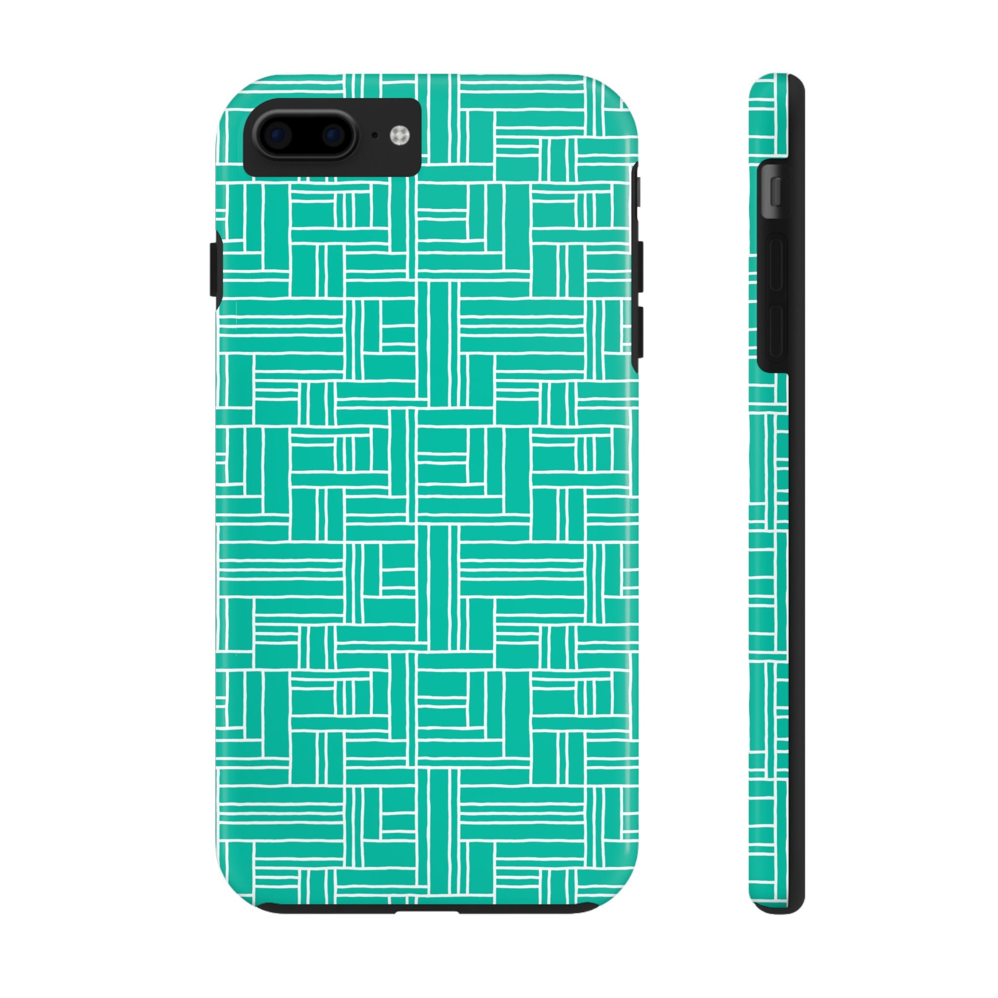 Green Blocks Tough iPhone Samsung Case, Trendy Phone Cover for Gift, Durable Phone Protector, Modern Design for Men and Women