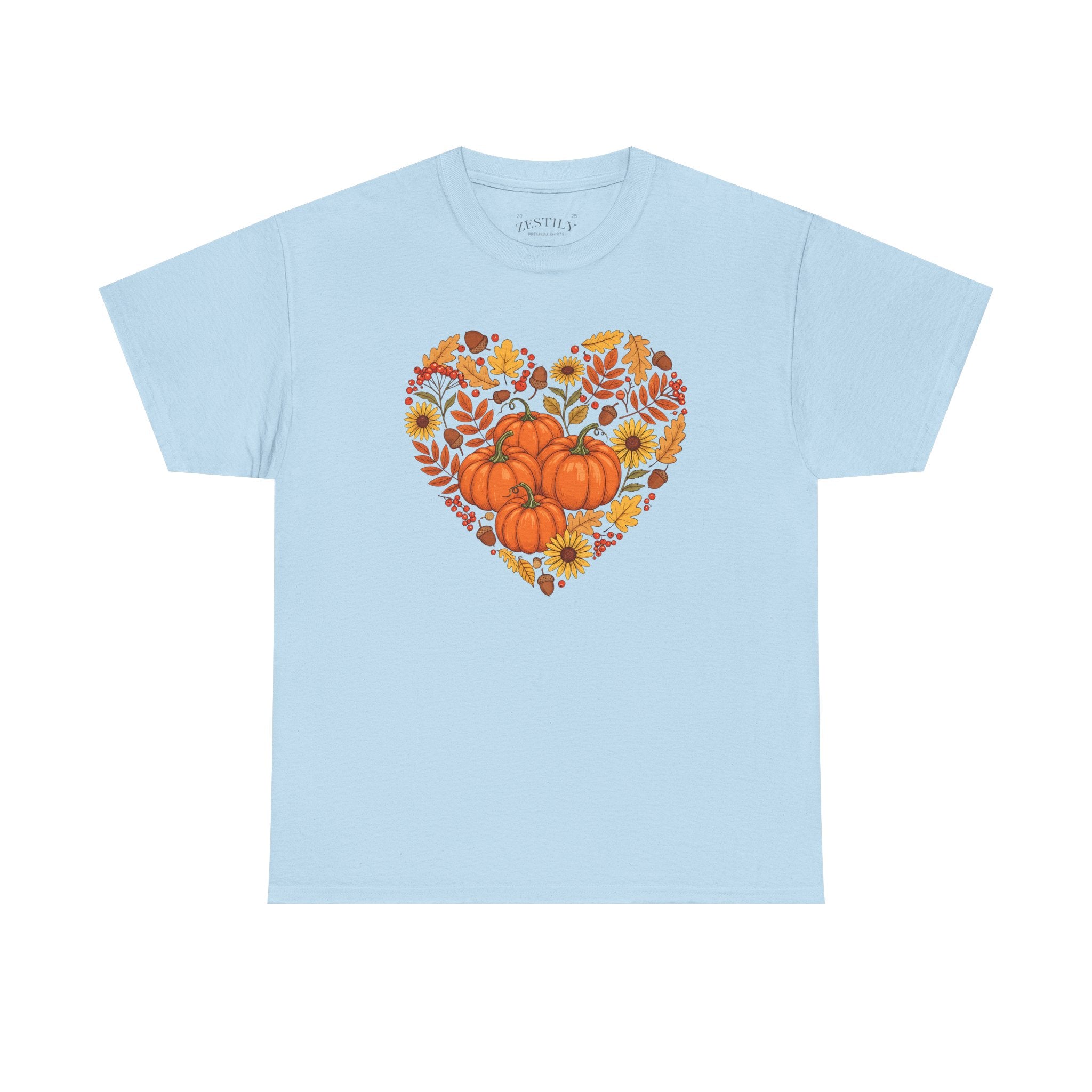 Autumn Themed Heavy Cotton Tee, Fall Shirt, Pumpkin Heart Tee, Cute Graphic Tee, Seasonal Apparel, Harvest Gift Idea