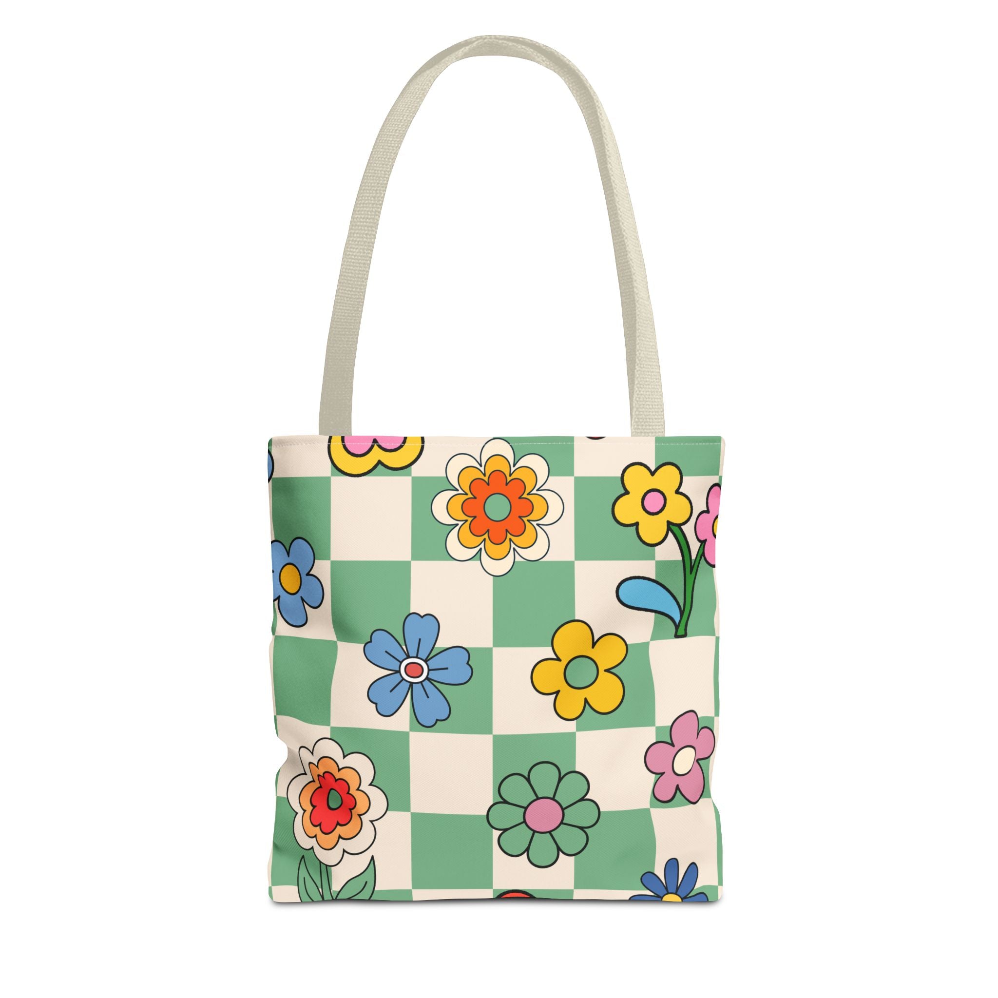 Checkered Floral Tote Bag