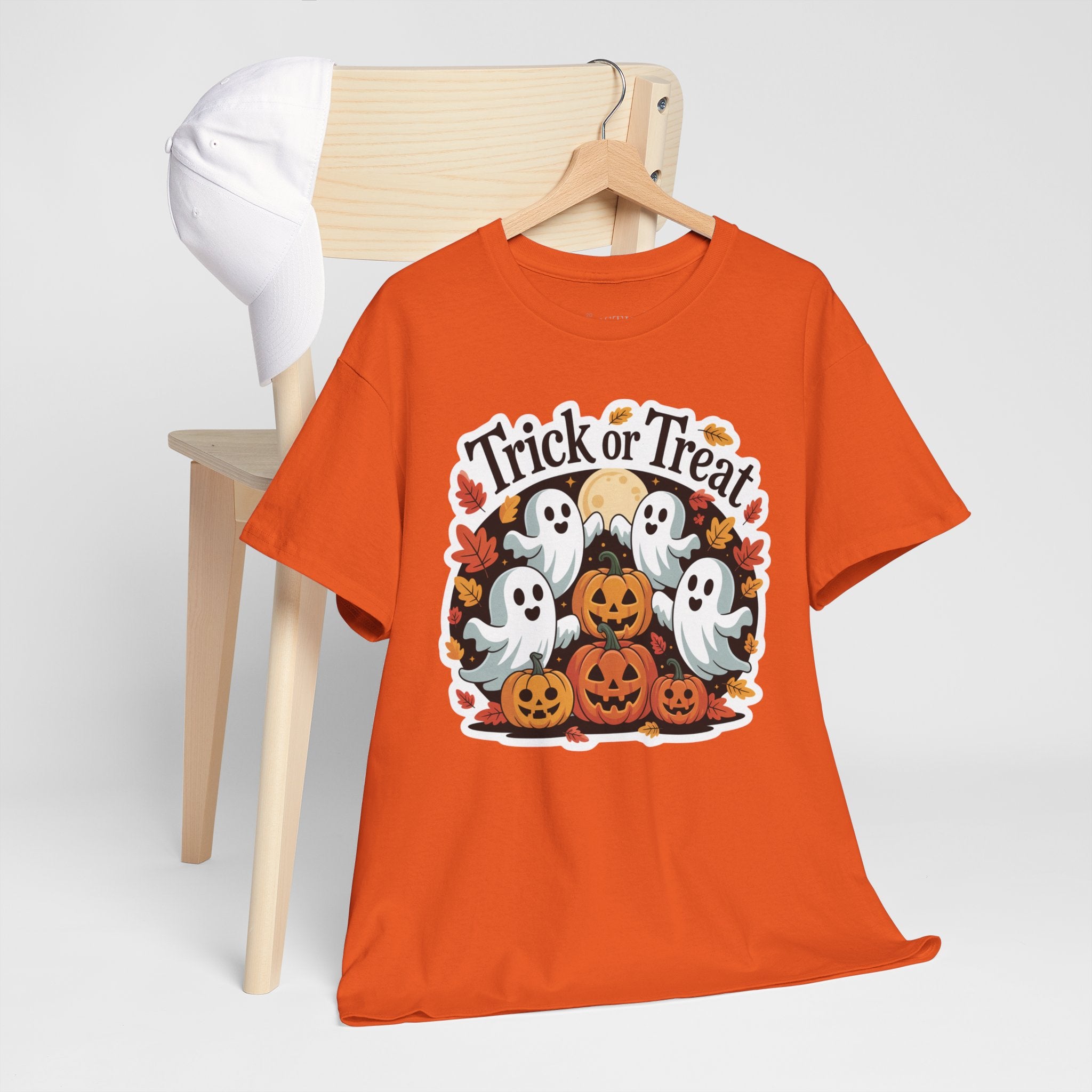 Trick or Treat Halloween Tee, Cotton Shirt, Spooky Ghosts & Pumpkins, Fall Festival Wear, Gift for Halloween Lovers