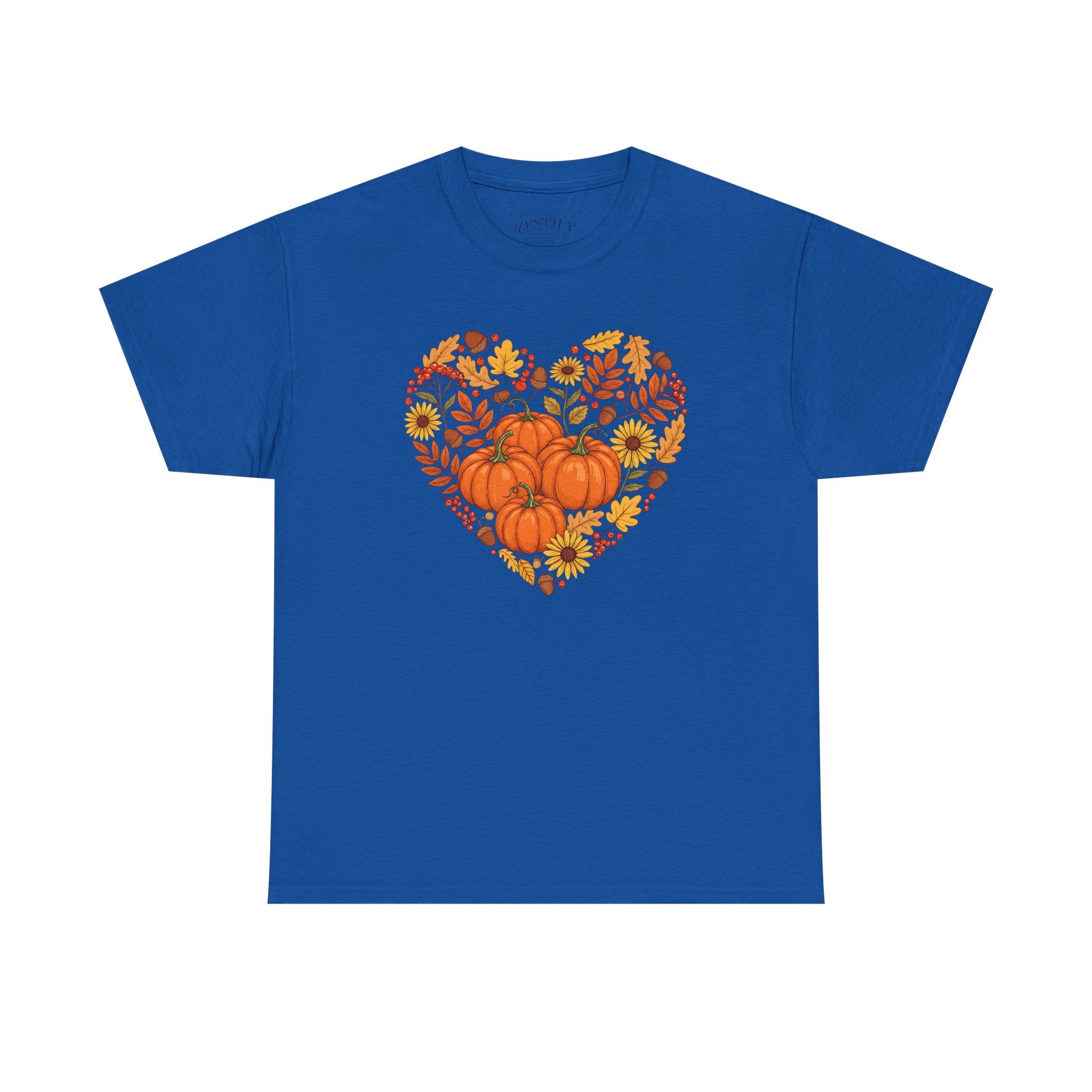 Autumn Themed Heavy Cotton Tee, Fall Shirt, Pumpkin Heart Tee, Cute Graphic Tee, Seasonal Apparel, Harvest Gift Idea