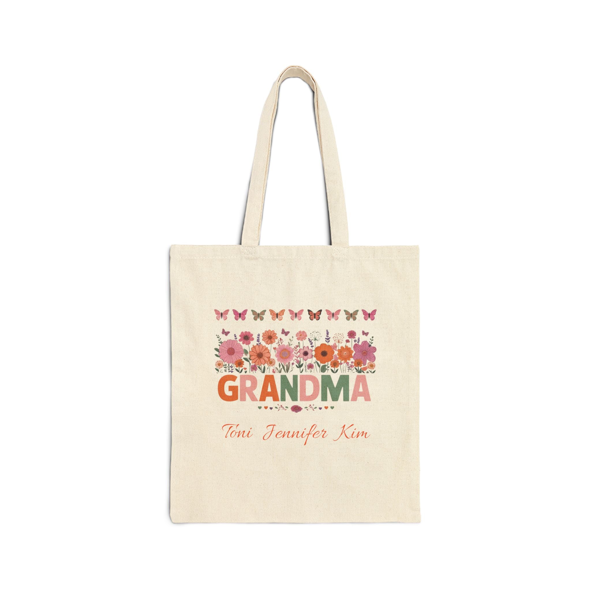 Floral Grandma Tote Bag, Gift for Grandma, Personalized Tote, Eco-Friendly Shopping Bag, Mother's Day Gift, Christmas Gift, Cute Casual Tote