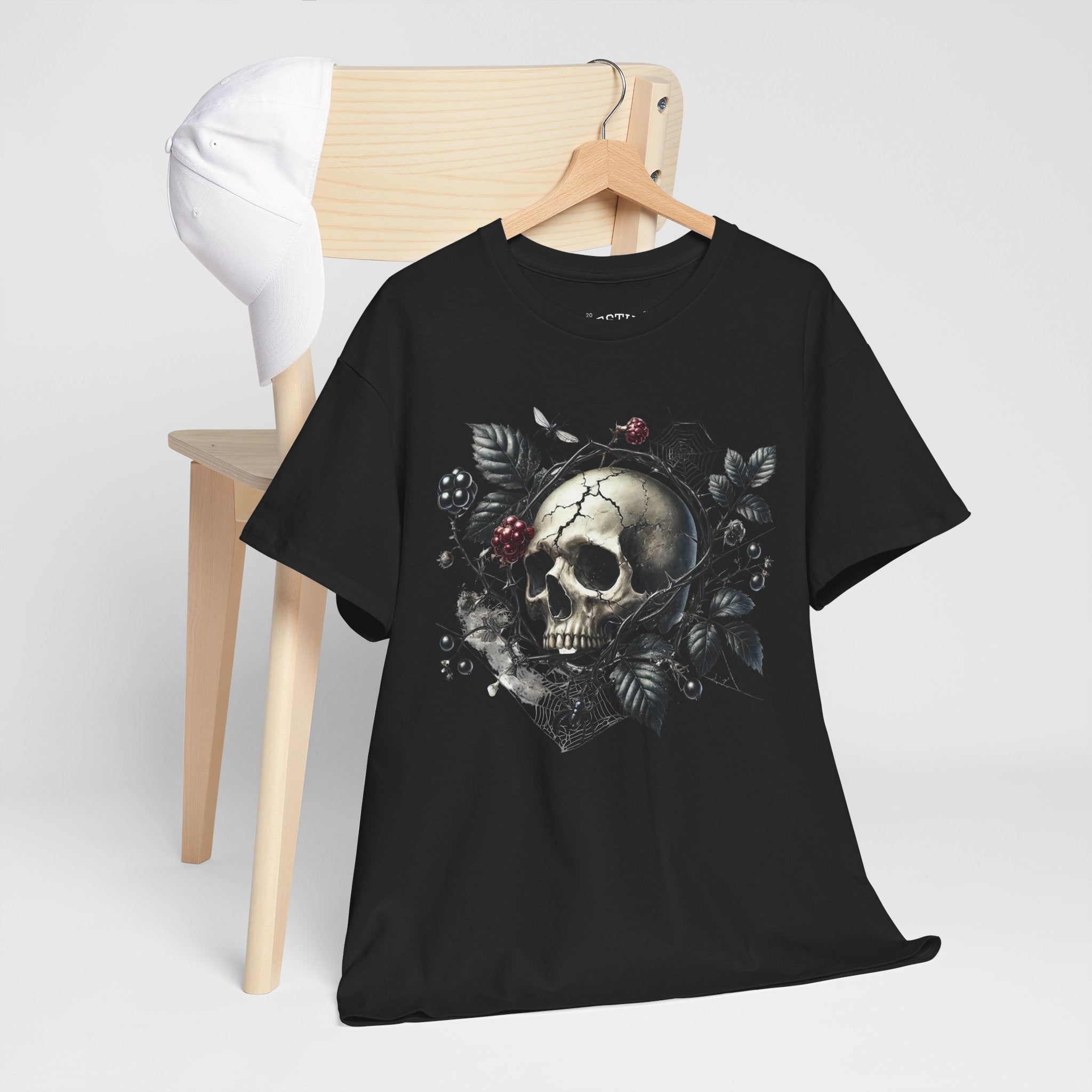 Gothic Skull Tee | Heavy Cotton T-Shirt for Trendy Styles, Grunge Aesthetics, Halloween, Everyday Wear, Unique Gift