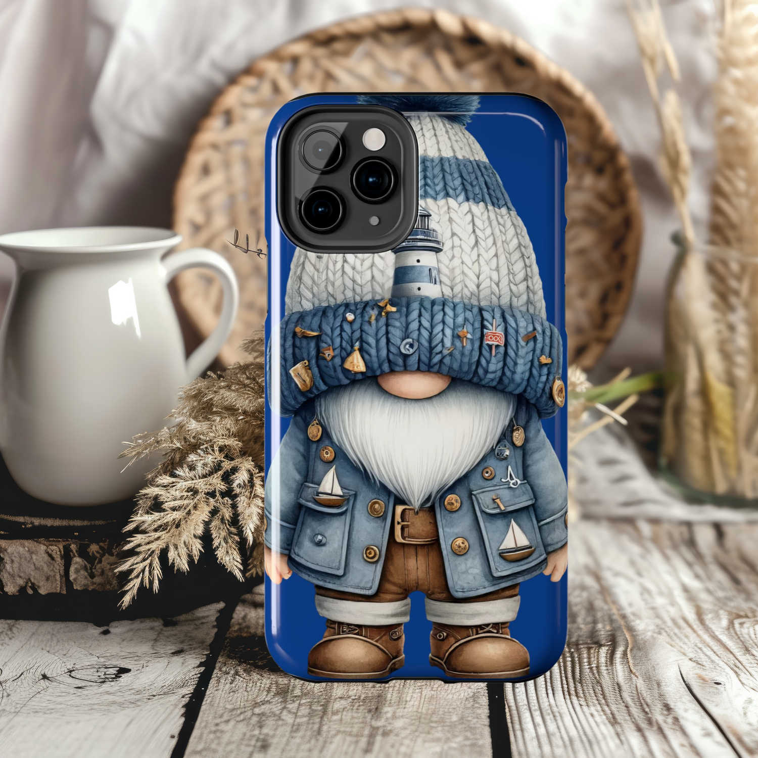 Lighthouse Blue Gnome Phone Case, Durable, Trendy Protection for Your iPhone or Samsung, Perfect Gift for Holidays, Coastal Decor, Nautical Vibe, Cute Gnome