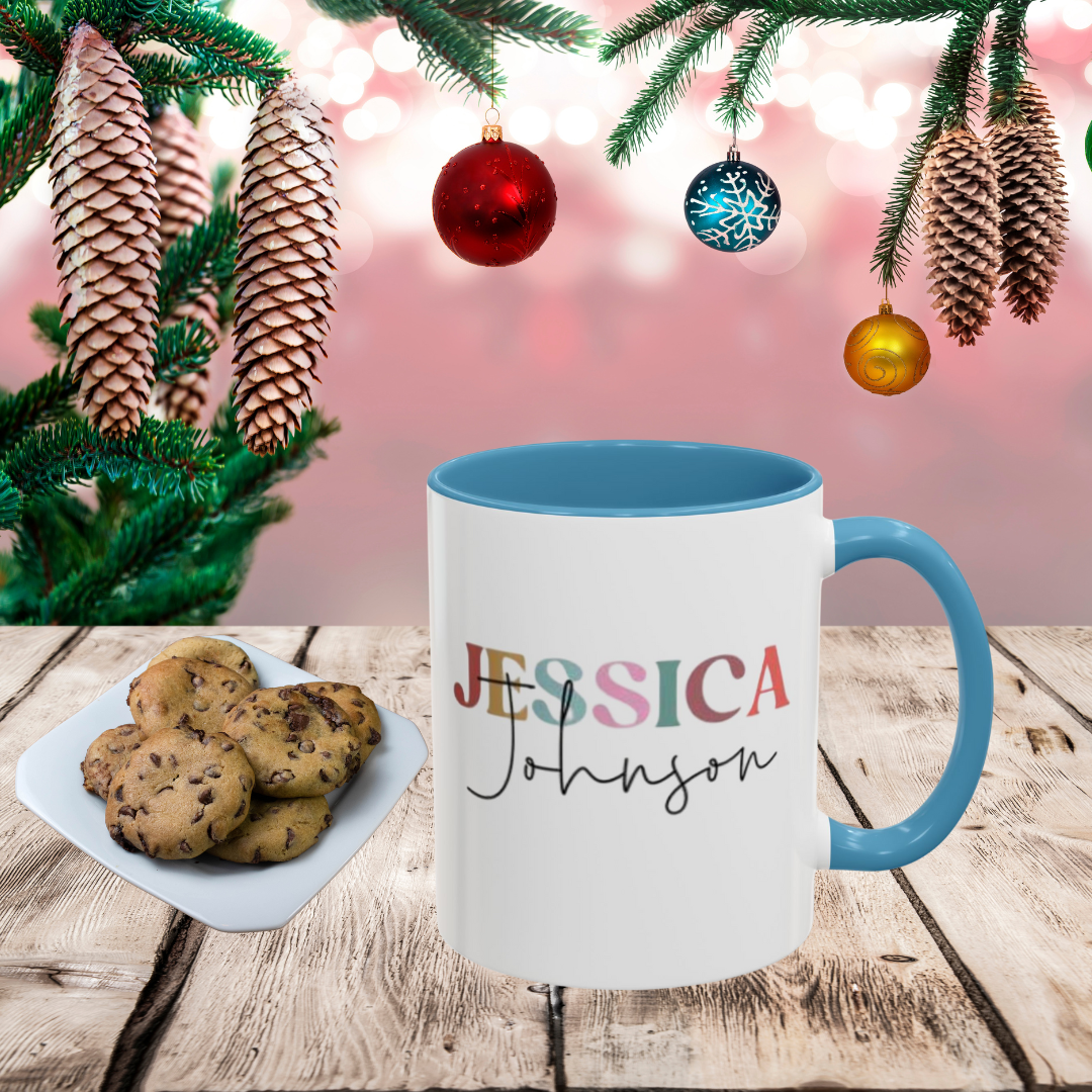 Personalized Accent Your Name Coffee Mug, Holiday Or Birthday Gift Mug, Ceramic Mug