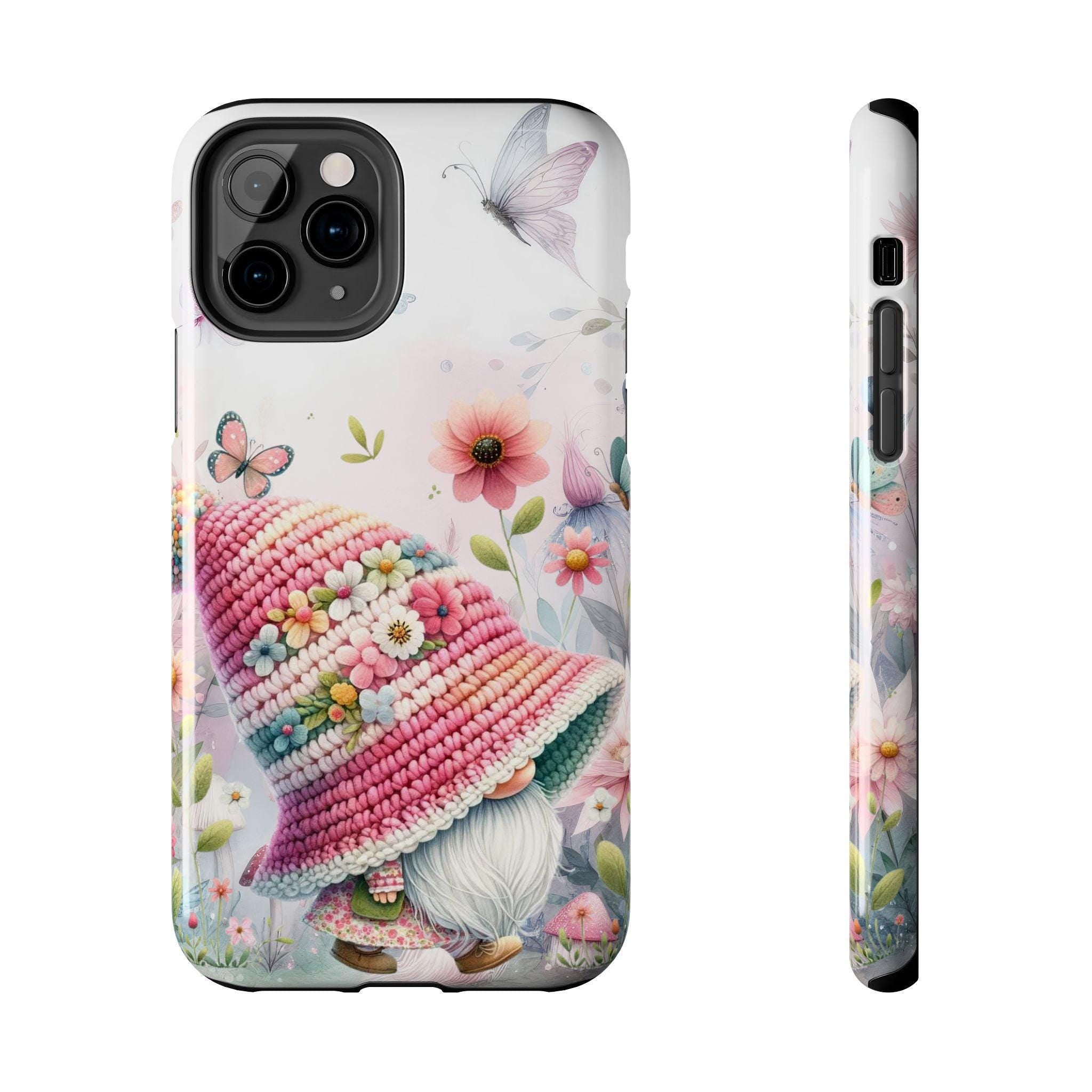 Cute Wispy Floral Gnome Phone Case, Cute Tough Accessory for Nature Lovers, Gifts for Her, Spring Vibes, Durable Protection, Cute iPhone Sam