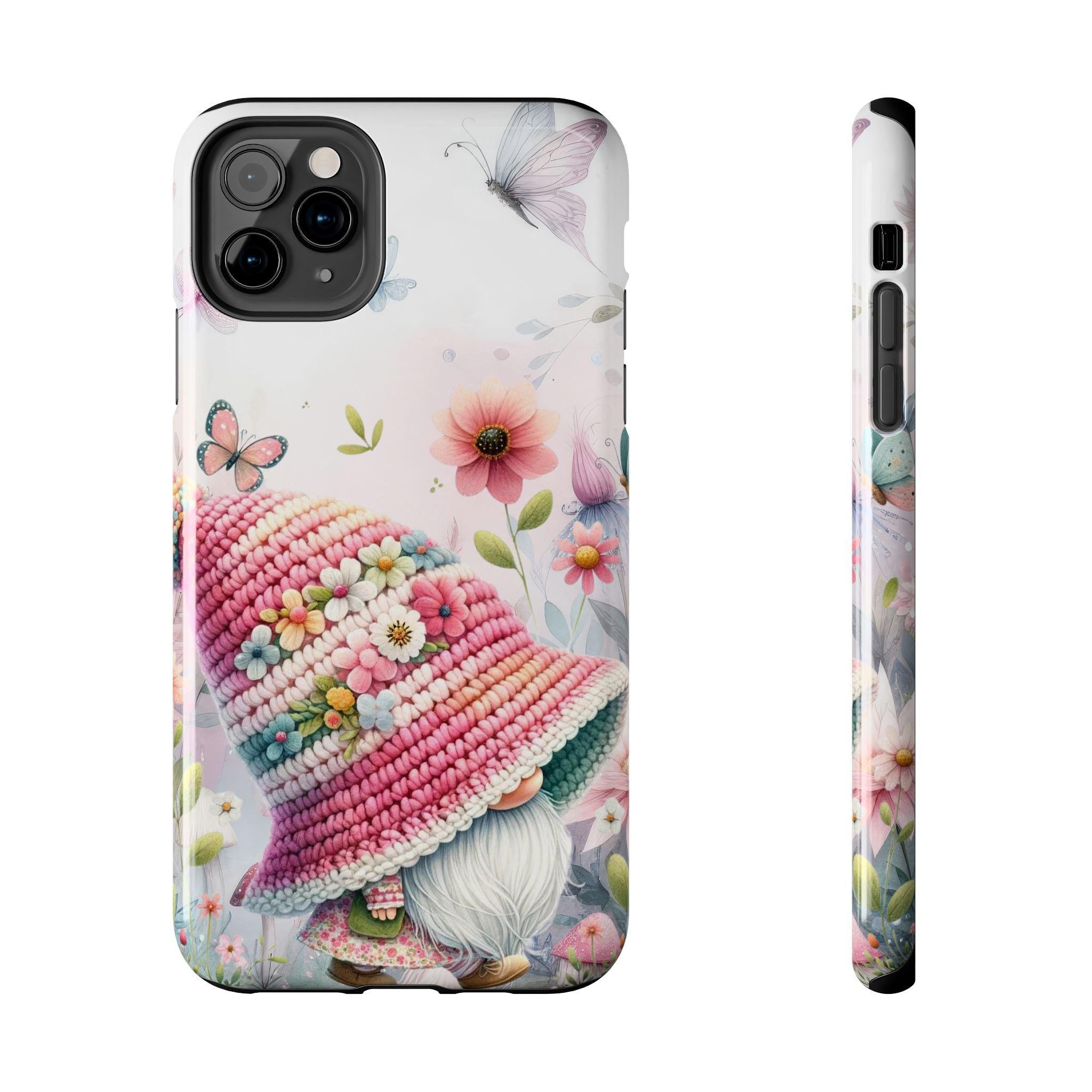 Cute Wispy Floral Gnome Phone Case, Cute Tough Accessory for Nature Lovers, Gifts for Her, Spring Vibes, Durable Protection, Cute iPhone Sam