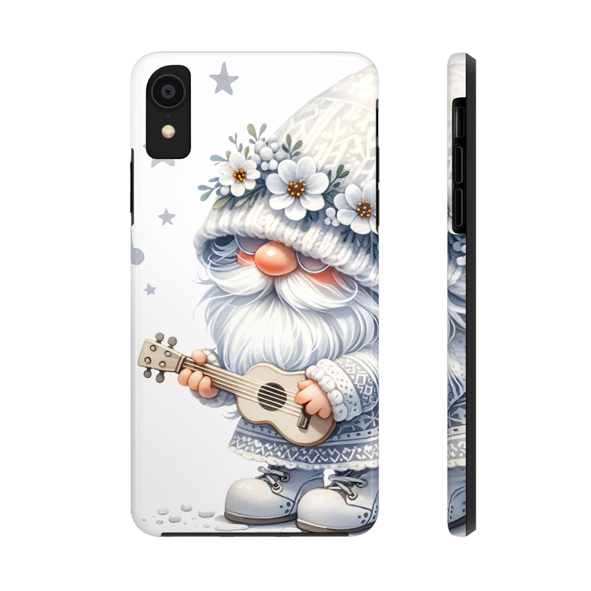 The White Gnome Phone Case, Tough Lexan Plastic With Rubber Liner, Festive Gift for Christmas, Winter Celebrations, Cute and Durable Case