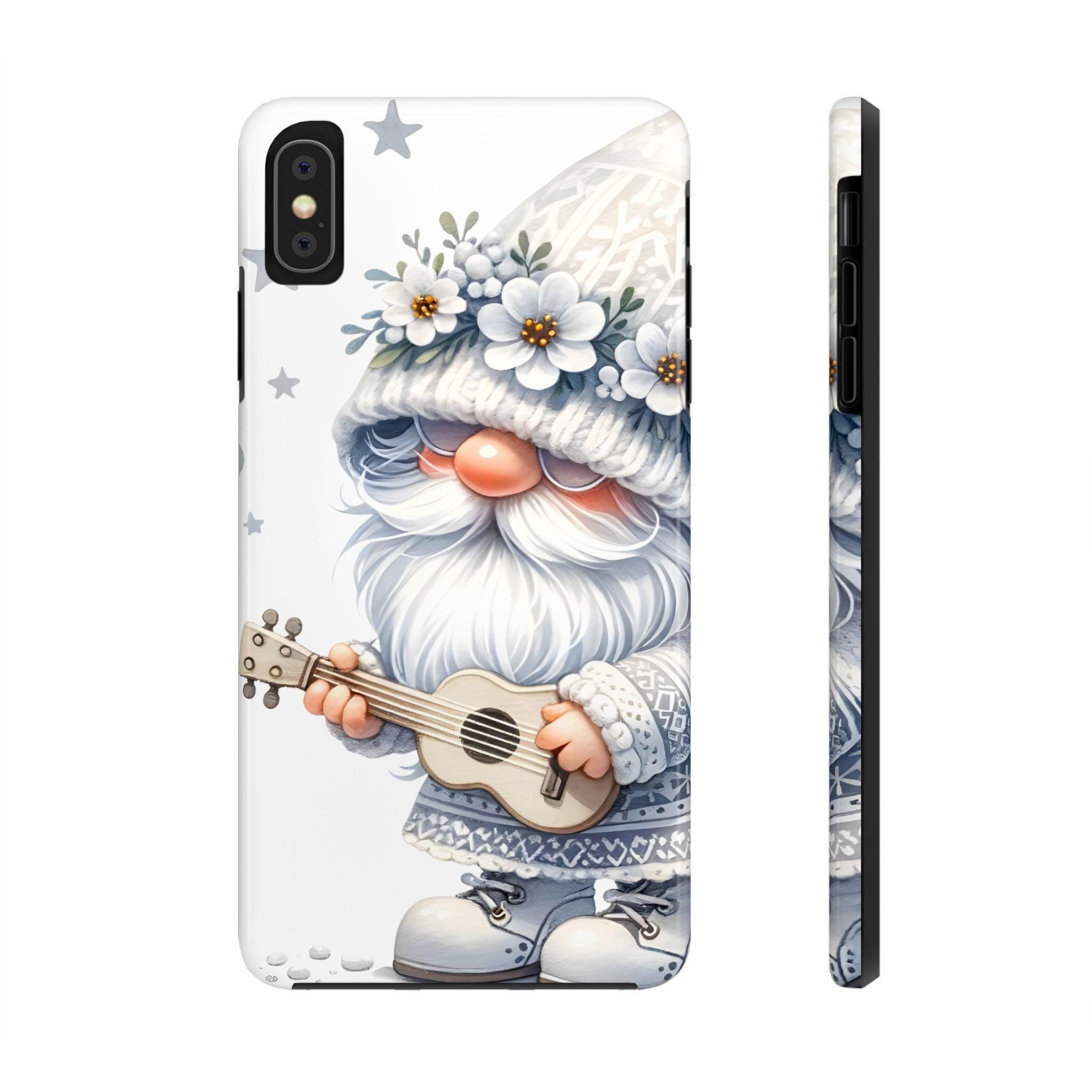 The White Gnome Phone Case, Tough Lexan Plastic With Rubber Liner, Festive Gift for Christmas, Winter Celebrations, Cute and Durable Case