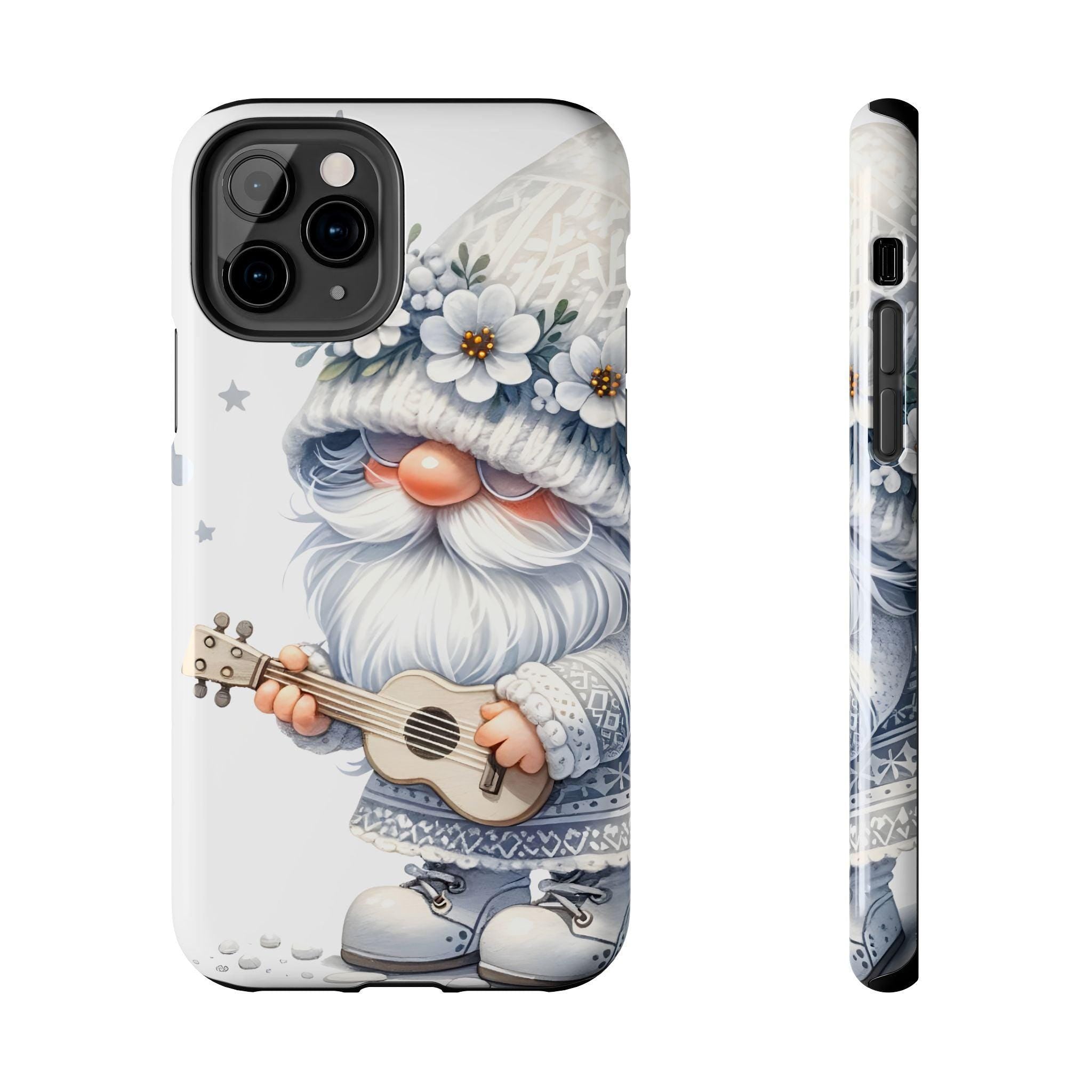 The White Gnome Phone Case, Tough Lexan Plastic With Rubber Liner, Festive Gift for Christmas, Winter Celebrations, Cute and Durable Case