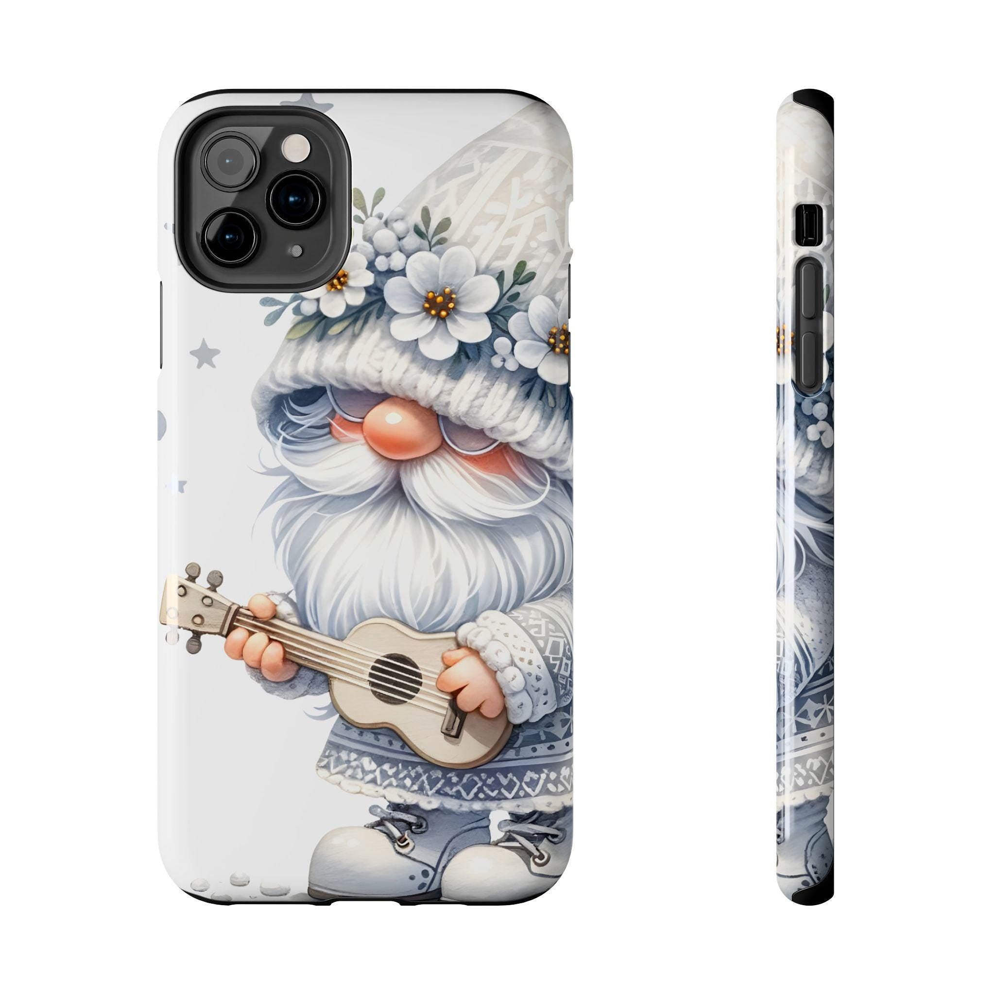 The White Gnome Phone Case, Tough Lexan Plastic With Rubber Liner, Festive Gift for Christmas, Winter Celebrations, Cute and Durable Case