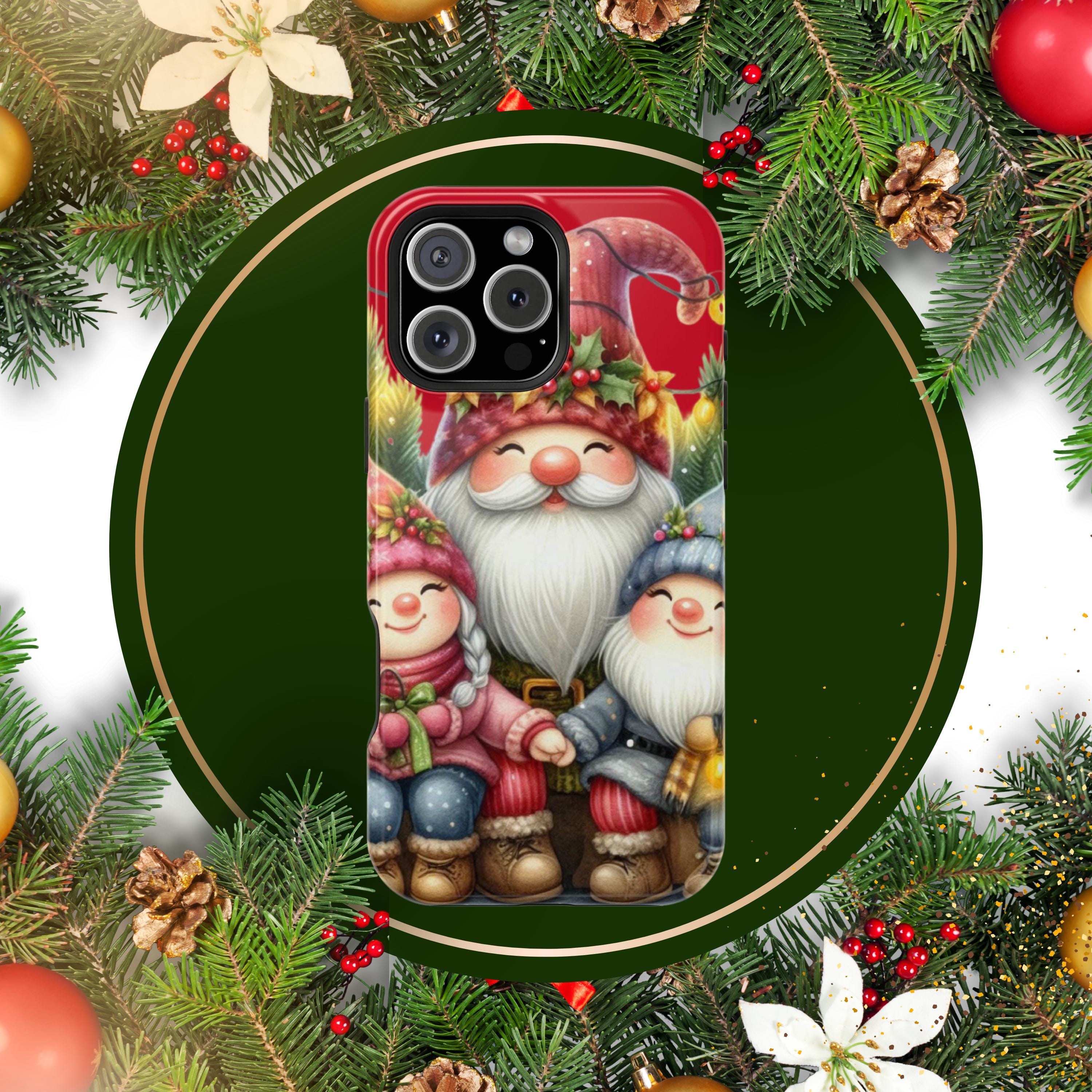 Christmas Gnome Phone Case, Festive Mobile Cover, Holiday Gift for Her, Cute Santa Design, Impact-Resistant Case