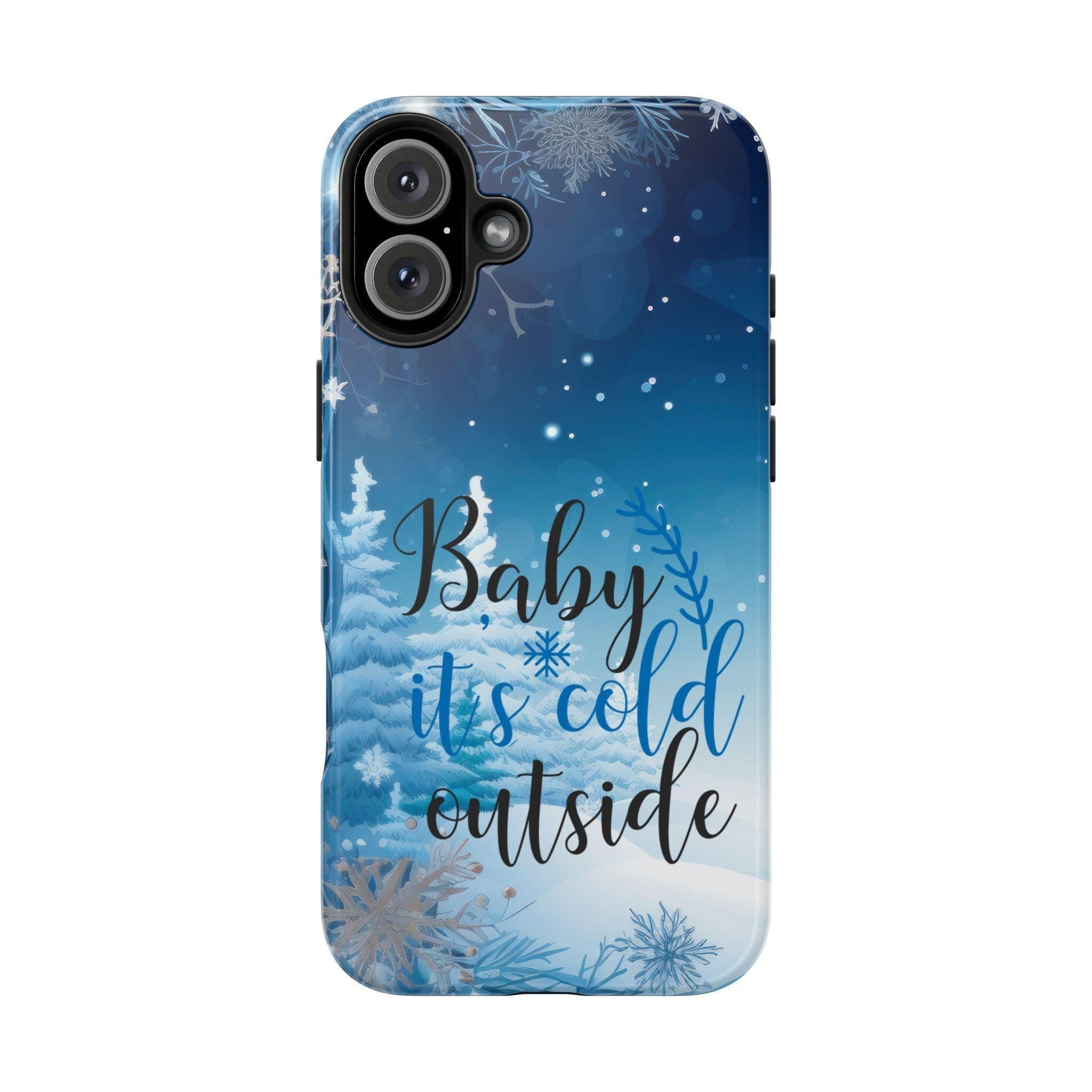 Christmas Phone Case: Winter Snowflakes and Pine Trees - Tough Cover