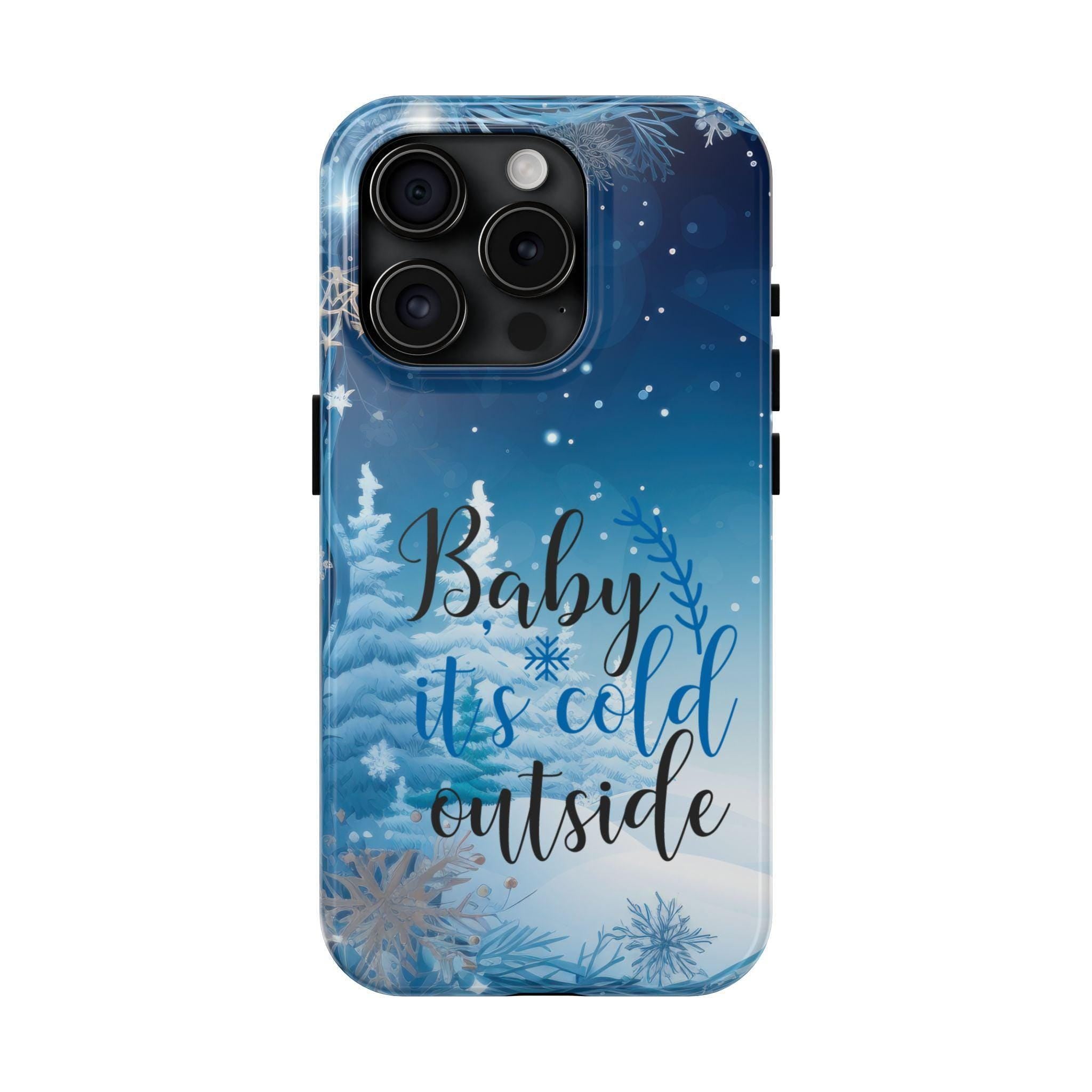 Christmas Phone Case: Winter Snowflakes and Pine Trees - Tough Cover