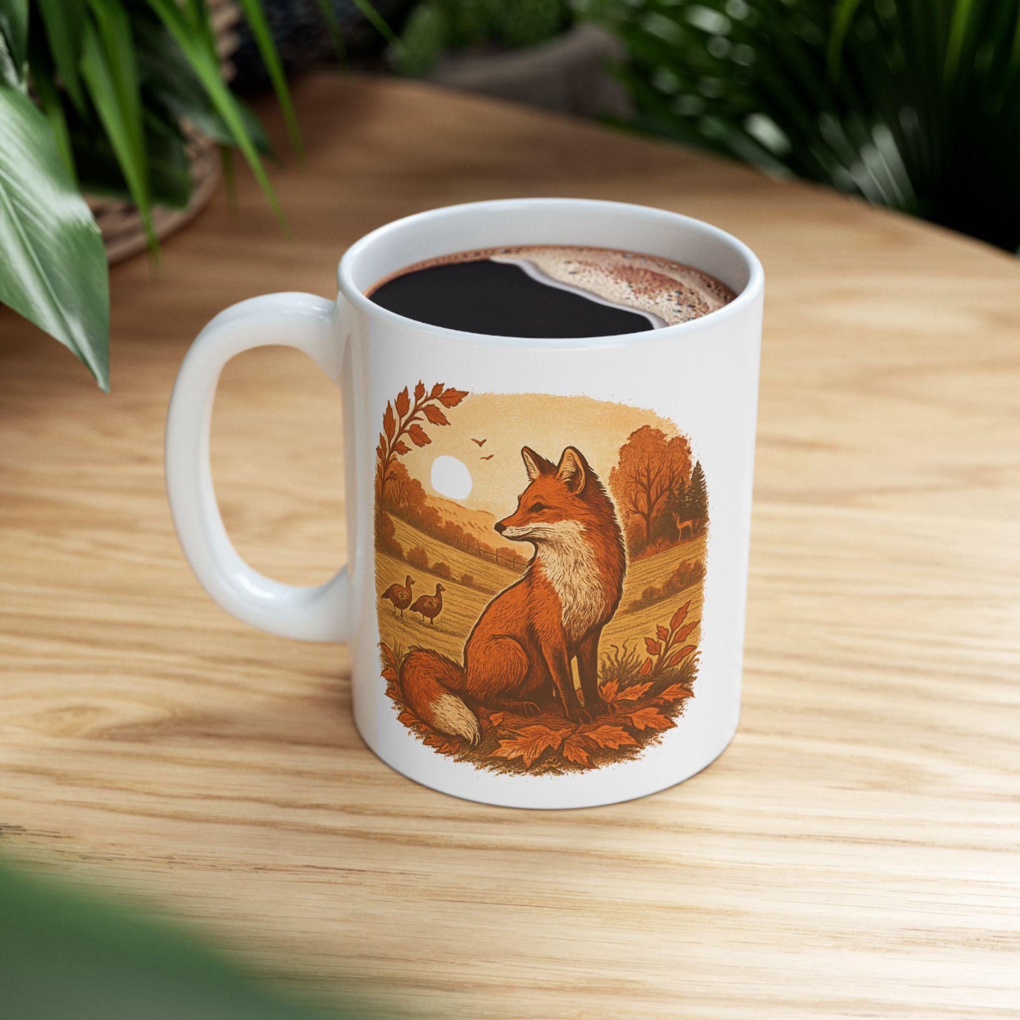 Autumn-Themed Fox Ceramic Mug - Cozy Fall Vibes, Perfect Gift for Coffee Lovers, Thanksgiving Decor, Seasonal Kitchenware